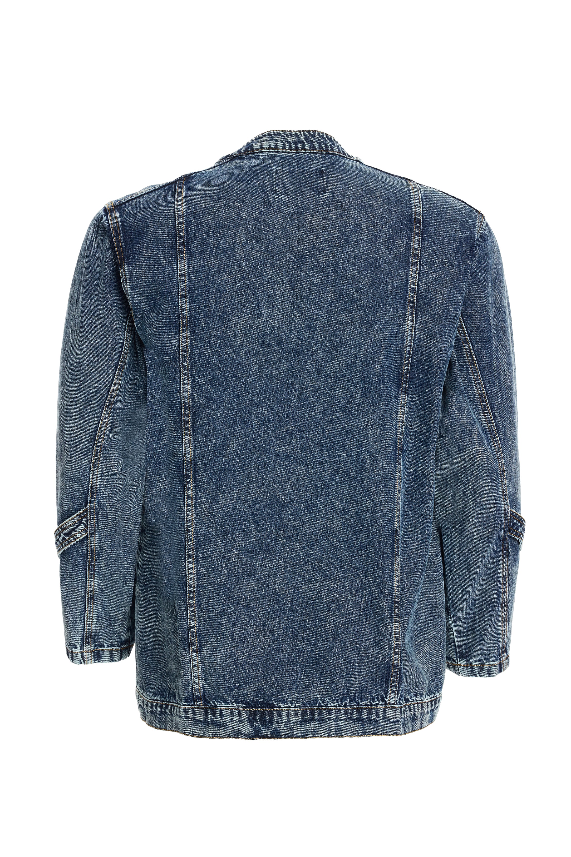Erkek Bisiklet Yakalı Yan Fermuarlı Denim Ceket