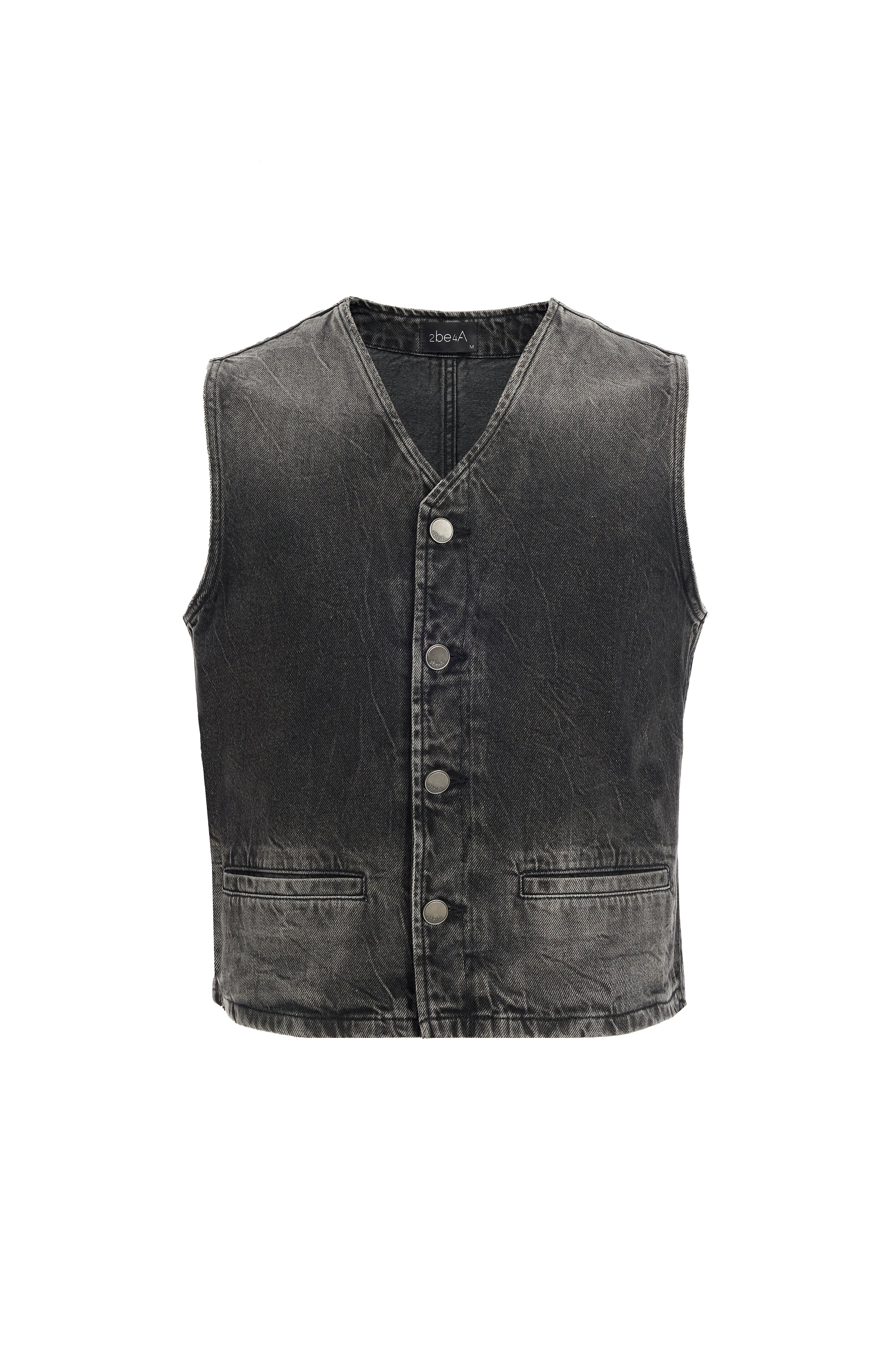 Erkek Eskitme Siyah Denim Yelek