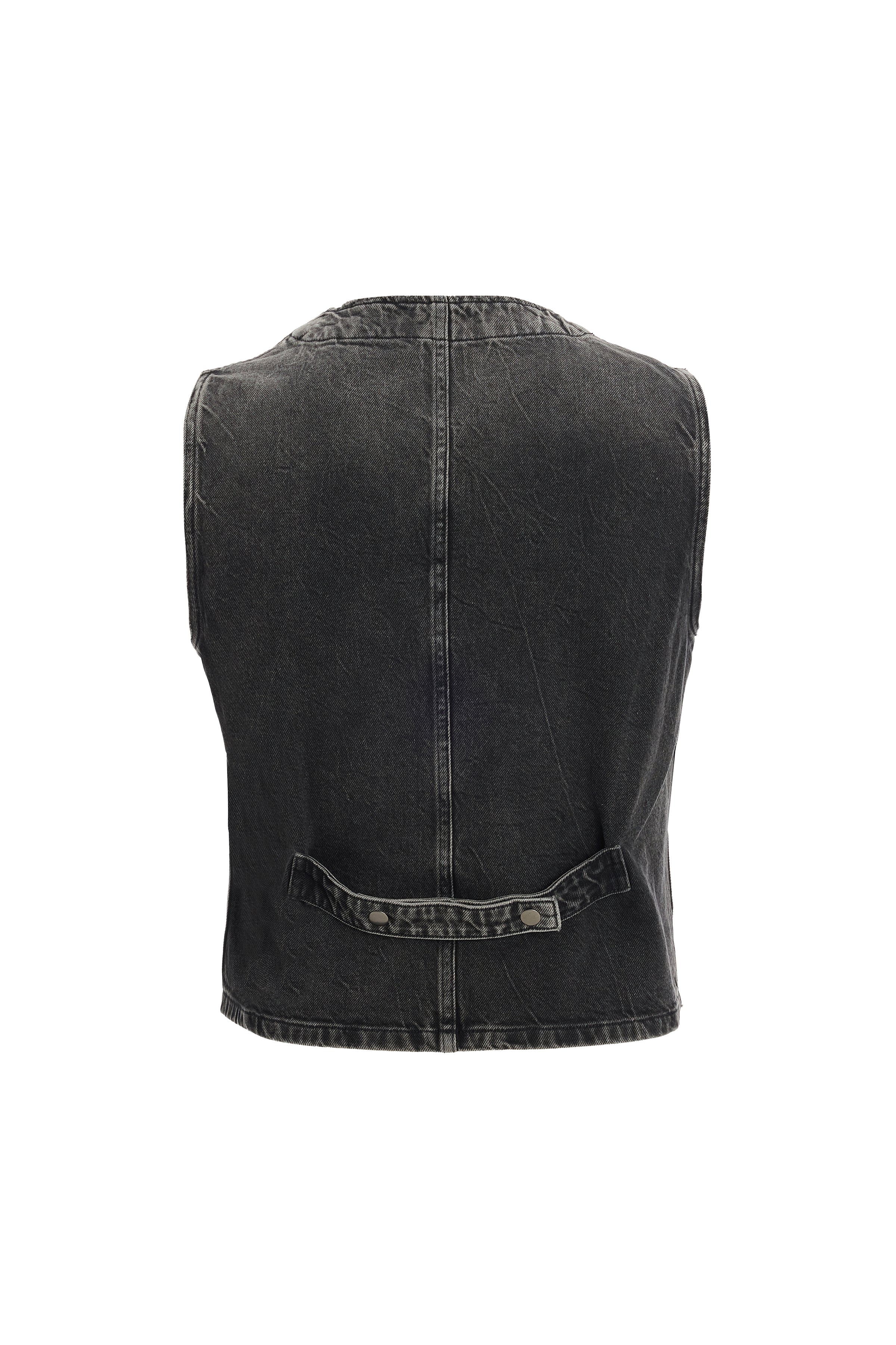 Erkek Eskitme Siyah Denim Yelek