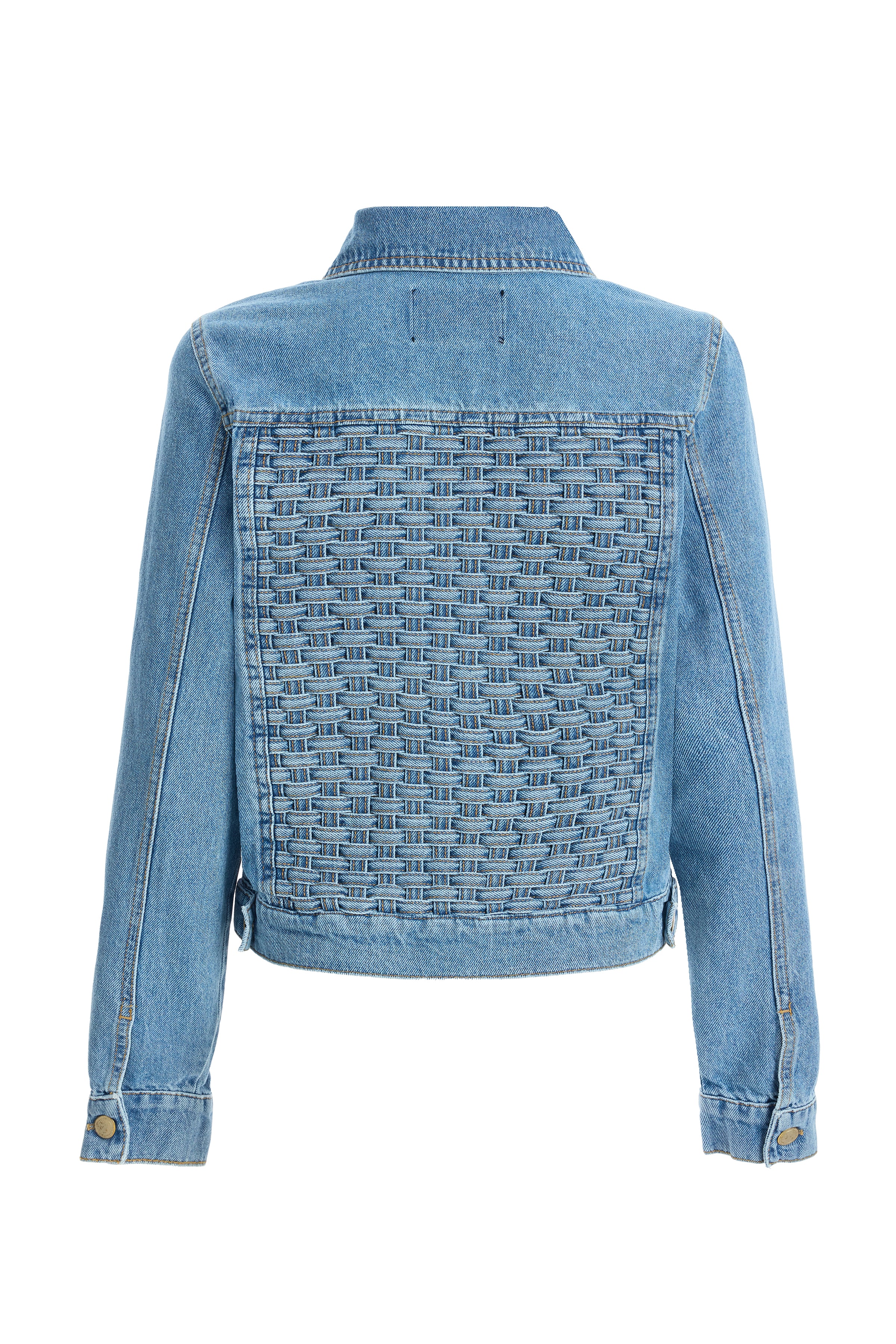 Kadın Açık Mavi Arkası Örme Denim Ceket