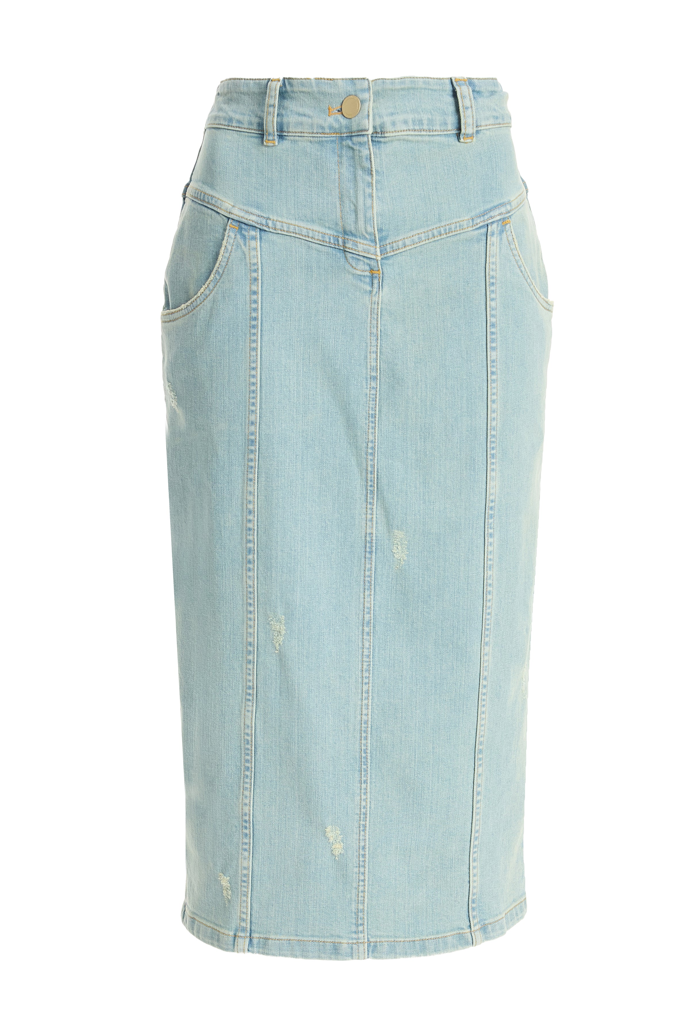 Kadın Açık Mavi Cepli Denim Etek