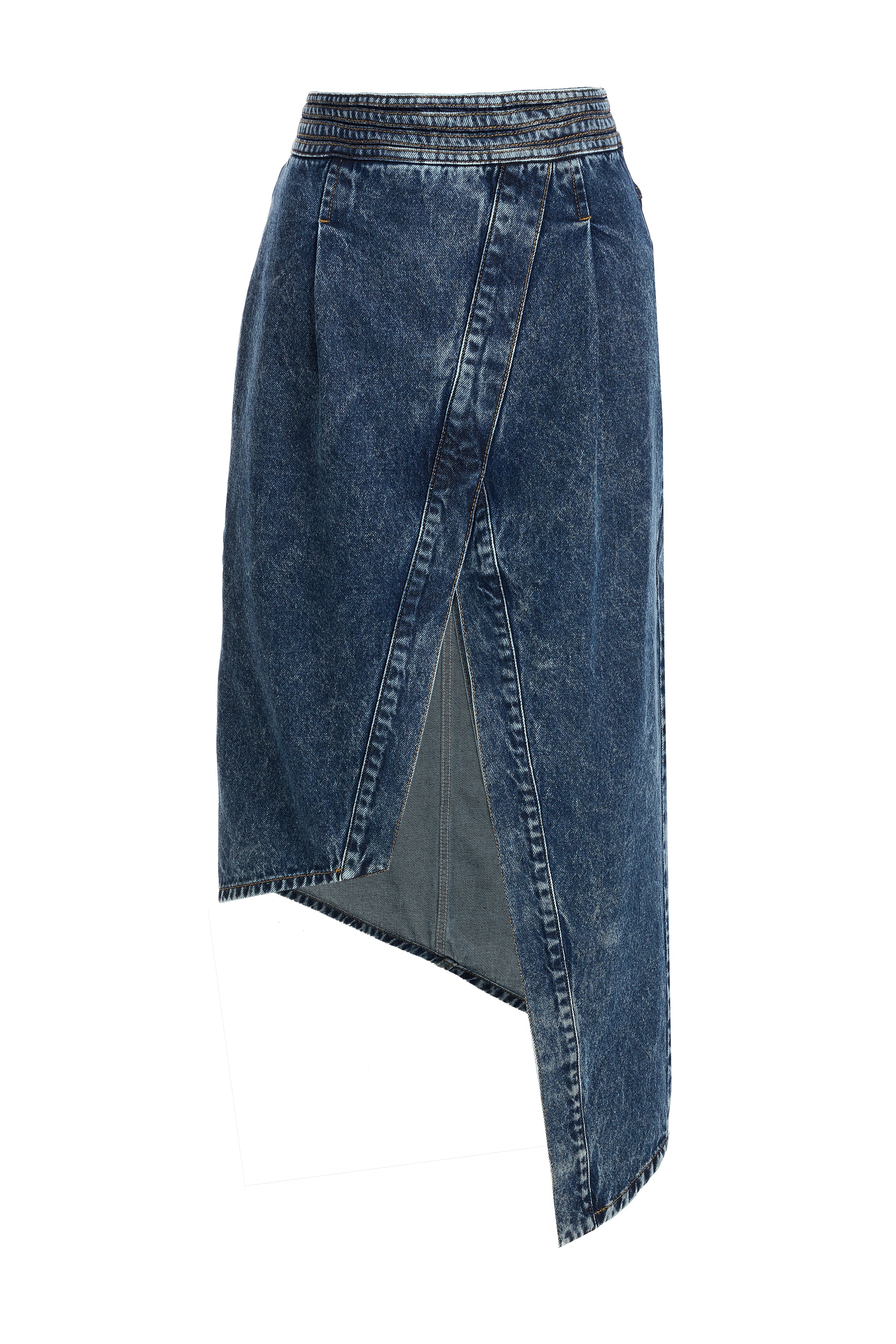 Kadın Asimetrik Yırtmaçlı Denim Etek