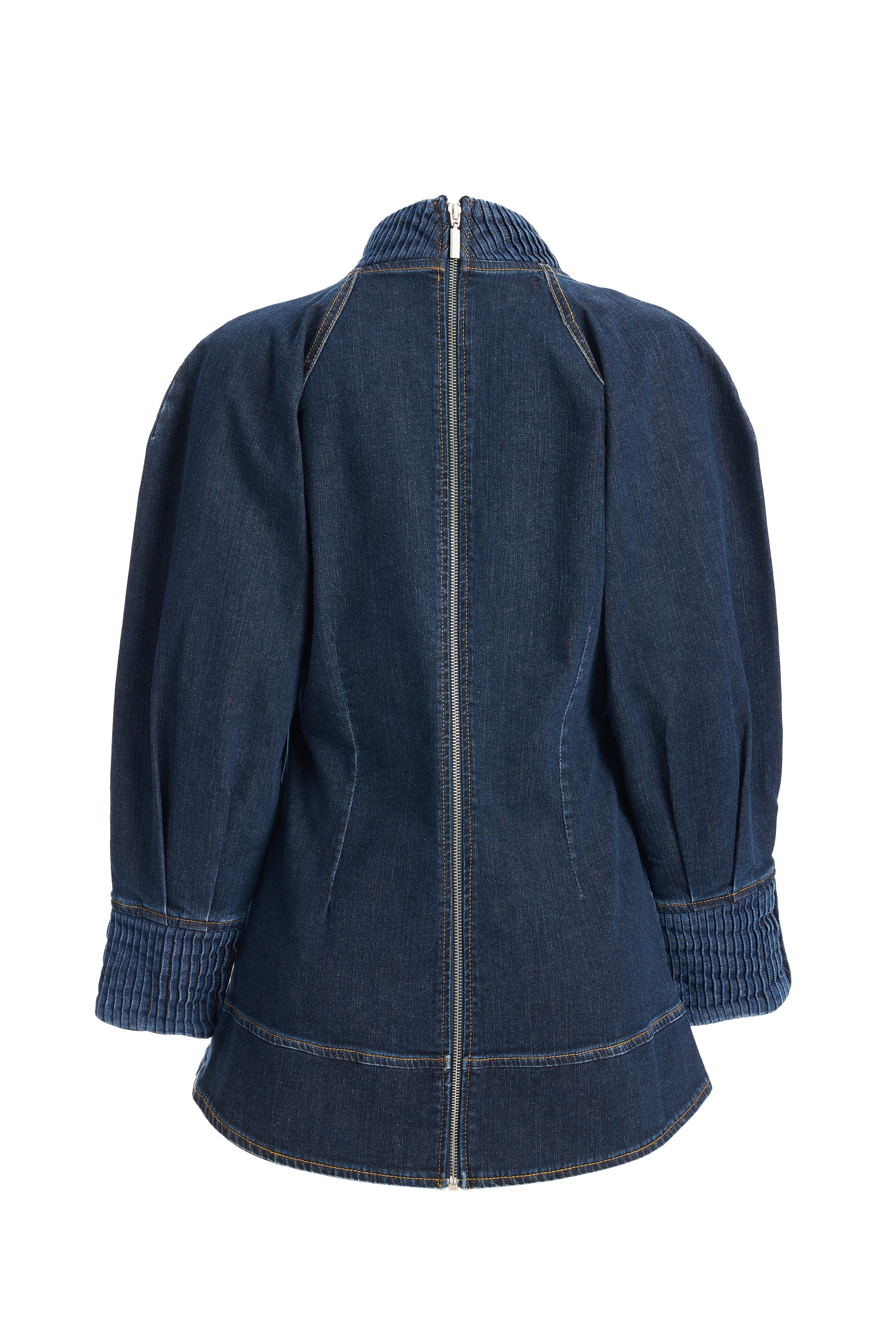 Kadın Balon Kollu Denim Bluz