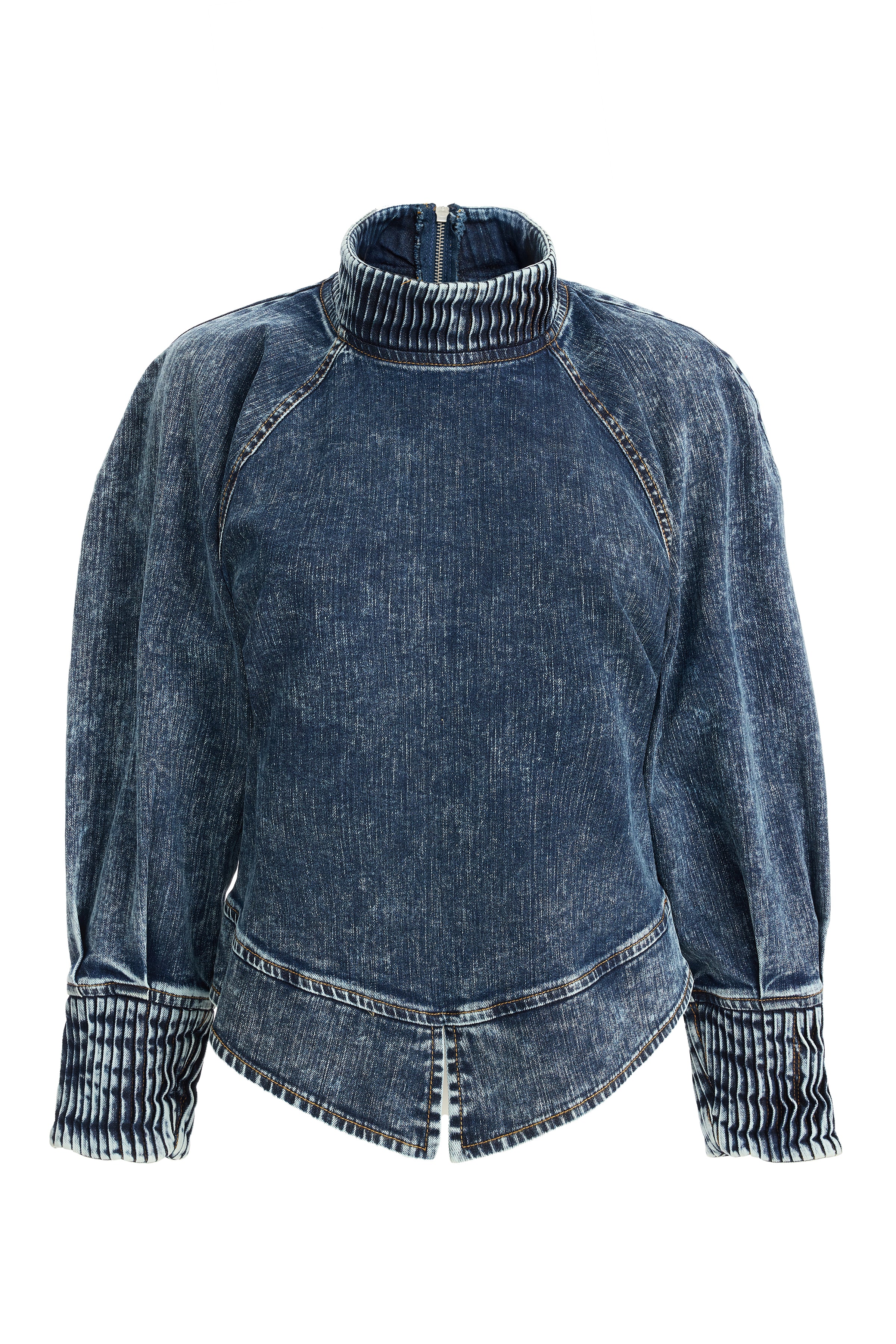 Women's Balloon Sleeve Short Denim Blouse
