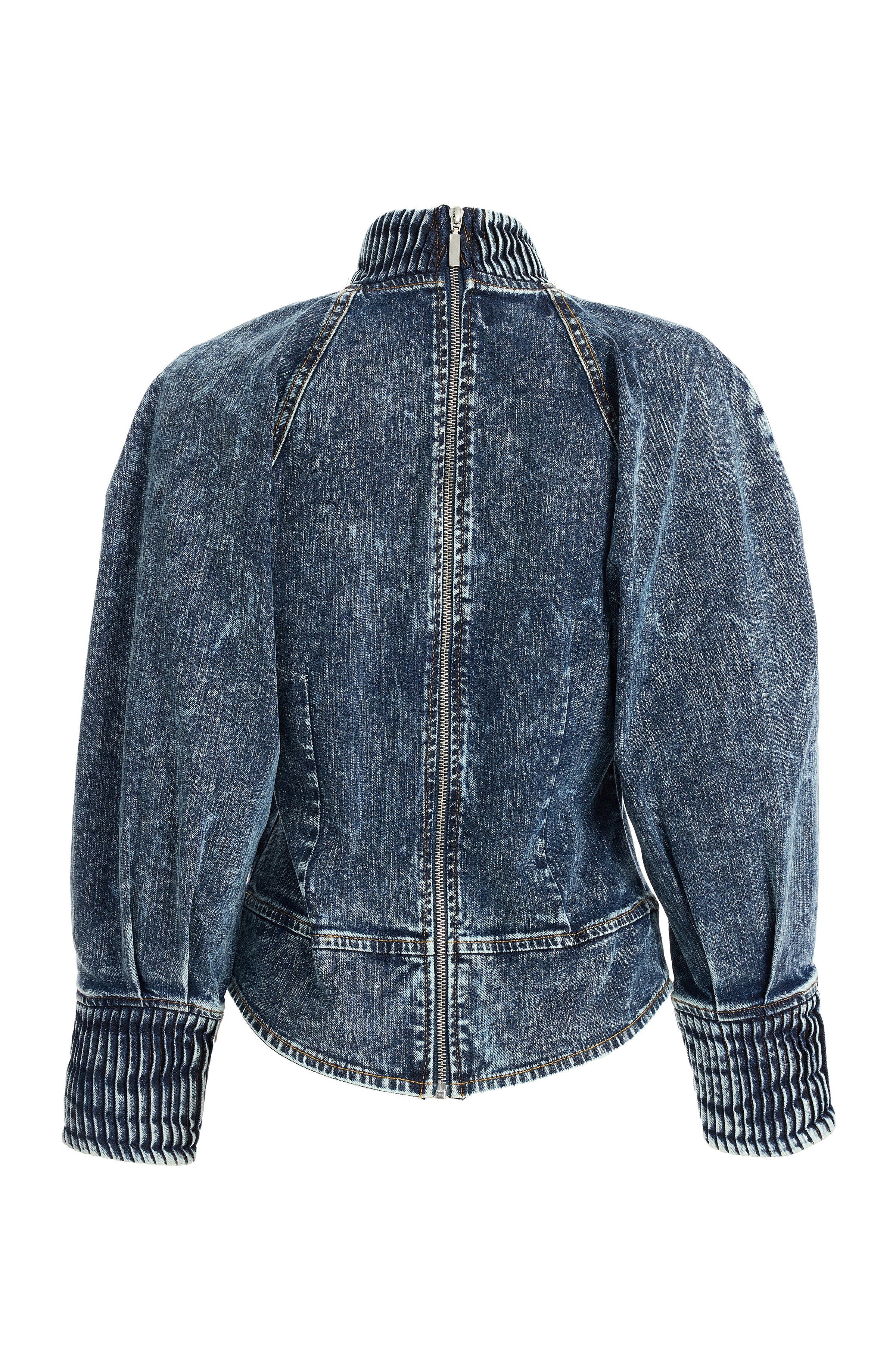 Women's Balloon Sleeve Short Denim Blouse