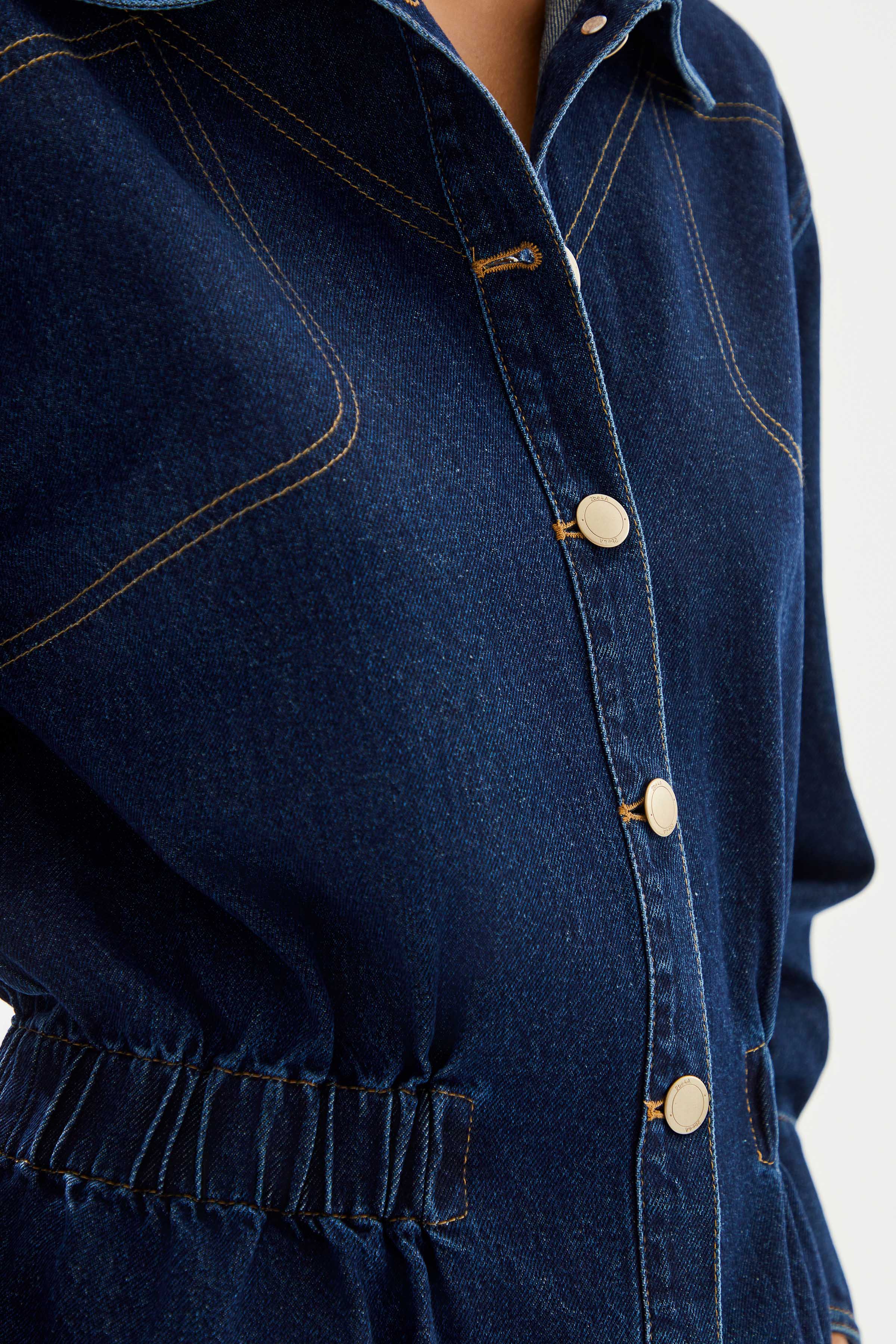 Women's Waist Drawstring Denim Jacket