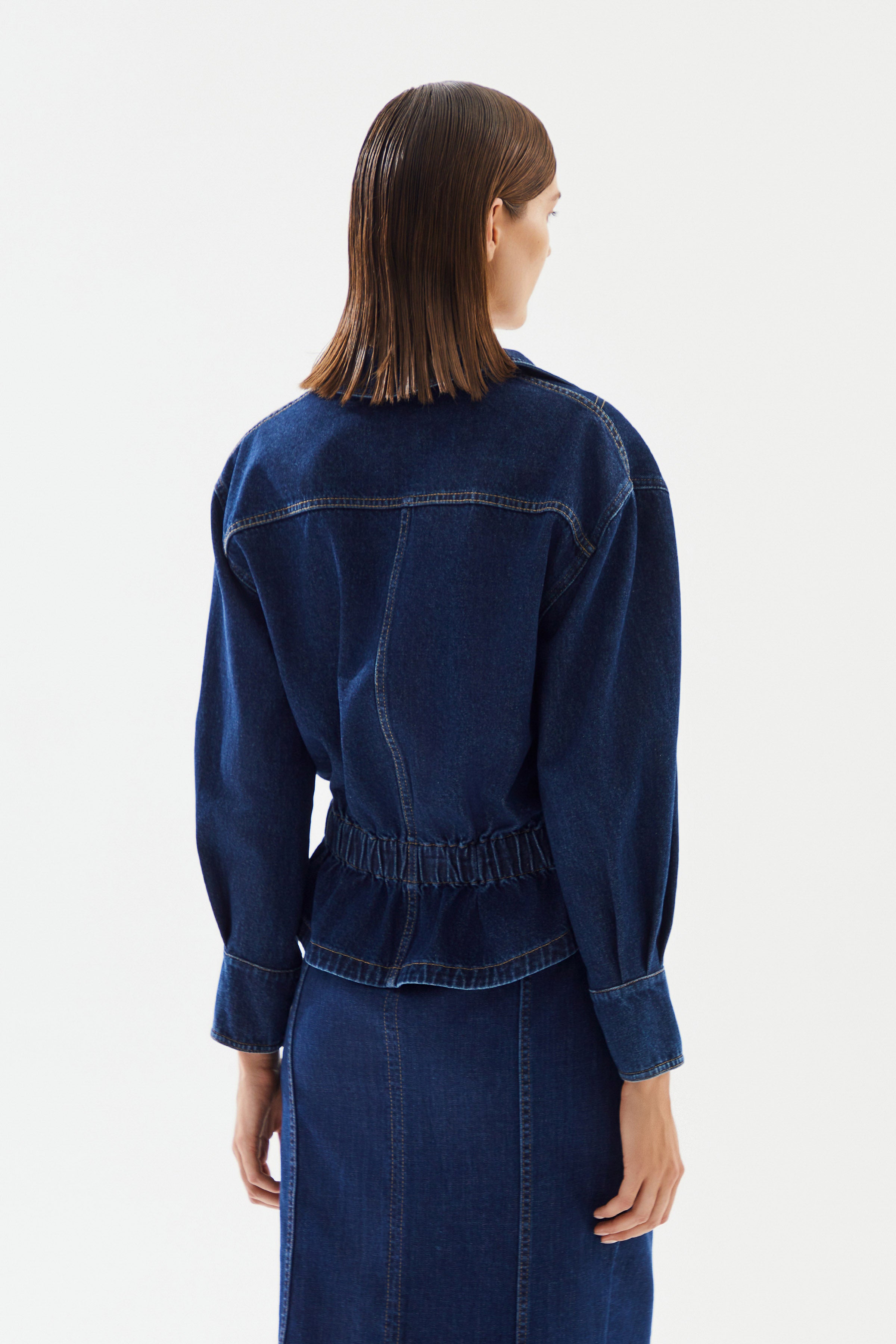 Women's Waist Drawstring Denim Jacket
