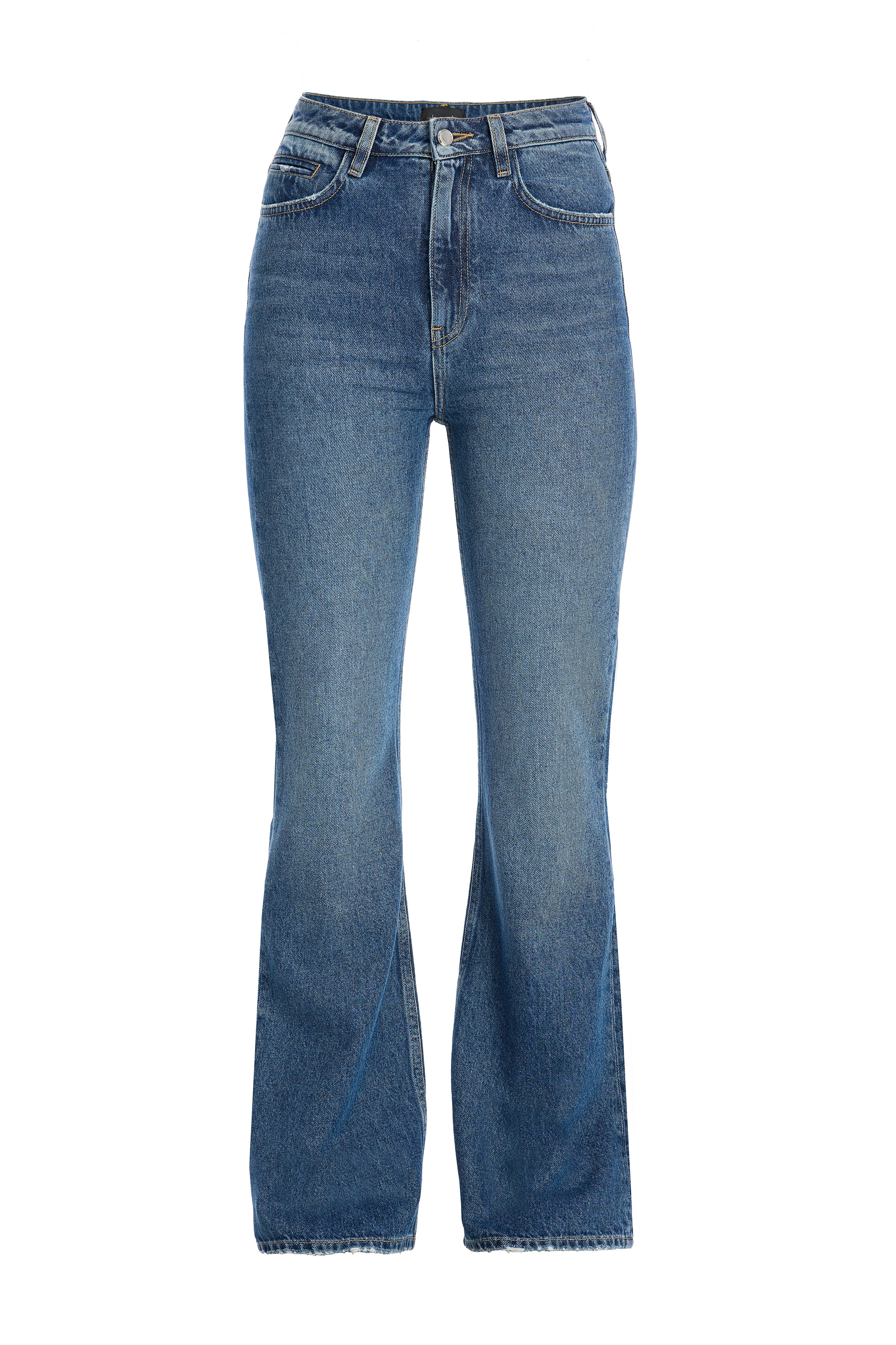 Kadın Dar Kesim Bol Paça Denim Pantolon