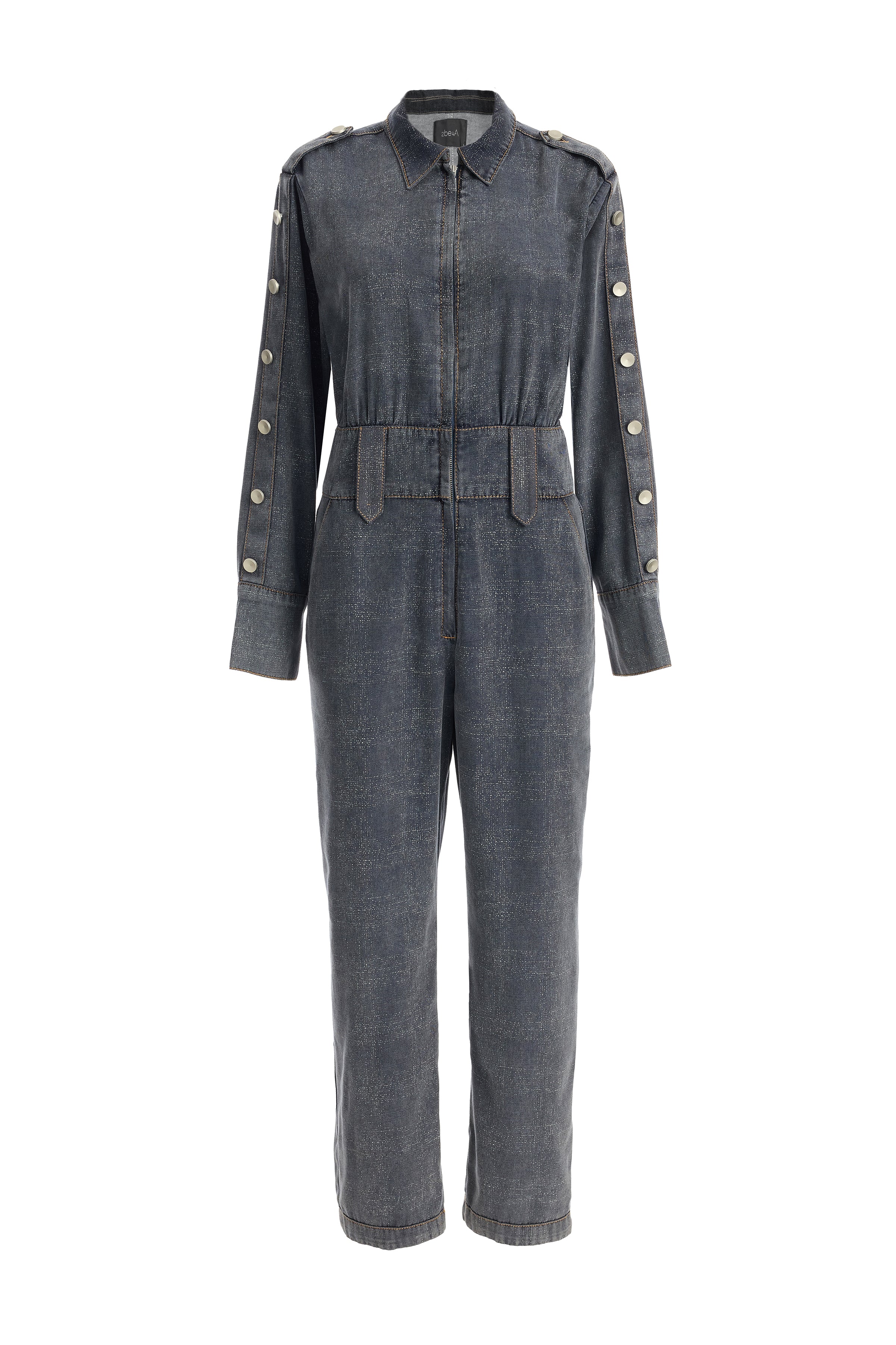 Kadın Düğme Detaylı Denim Tulum