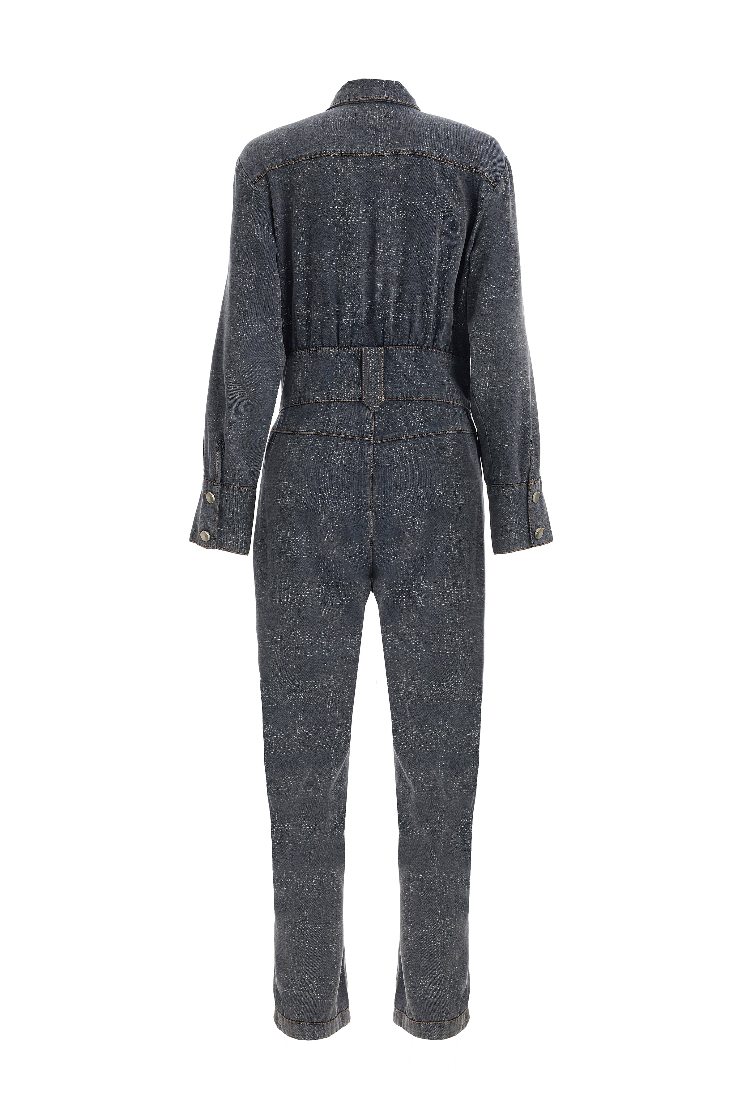 Kadın Düğme Detaylı Denim Tulum