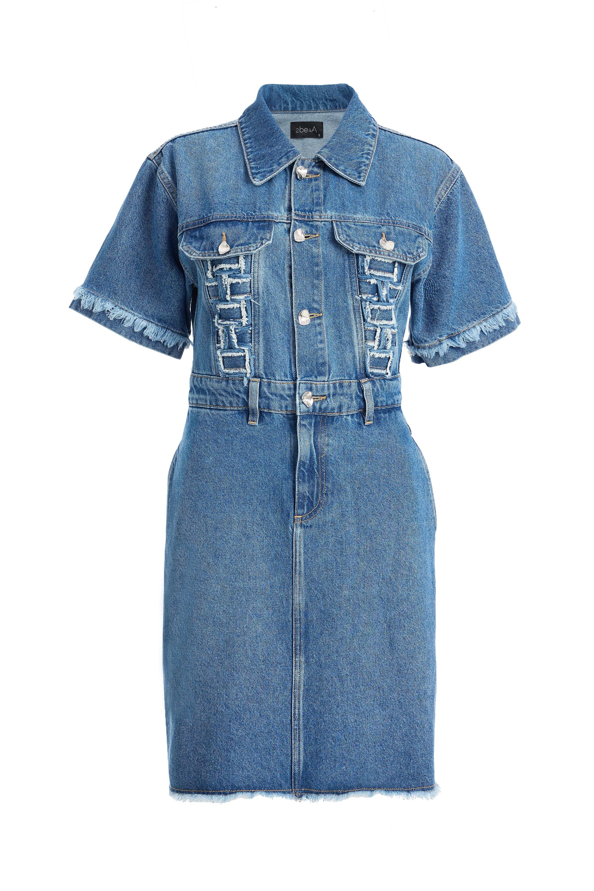 Kadın Düğmeli Denim Elbise