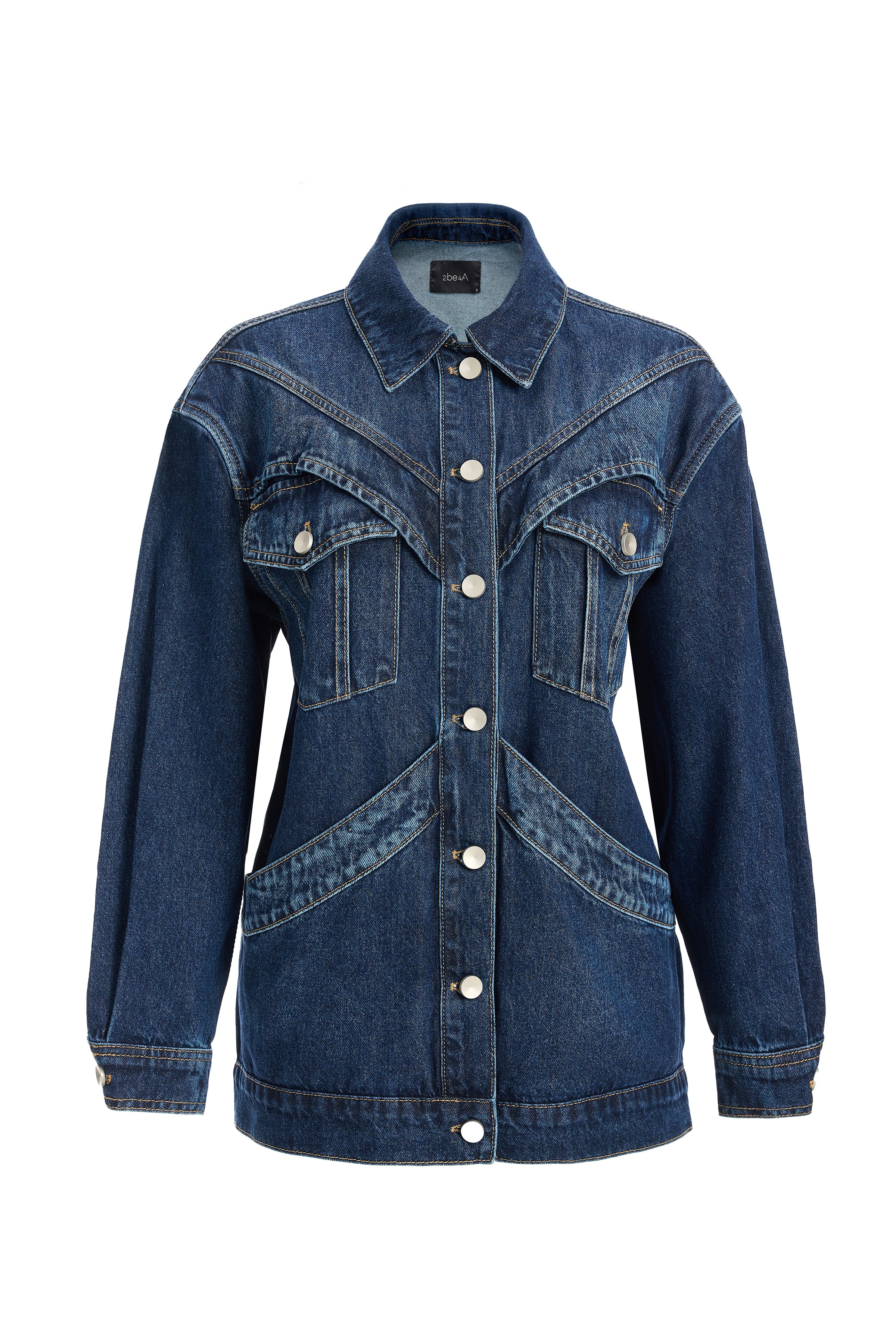 Kadın Geniş Cep Detaylı Denim Ceket