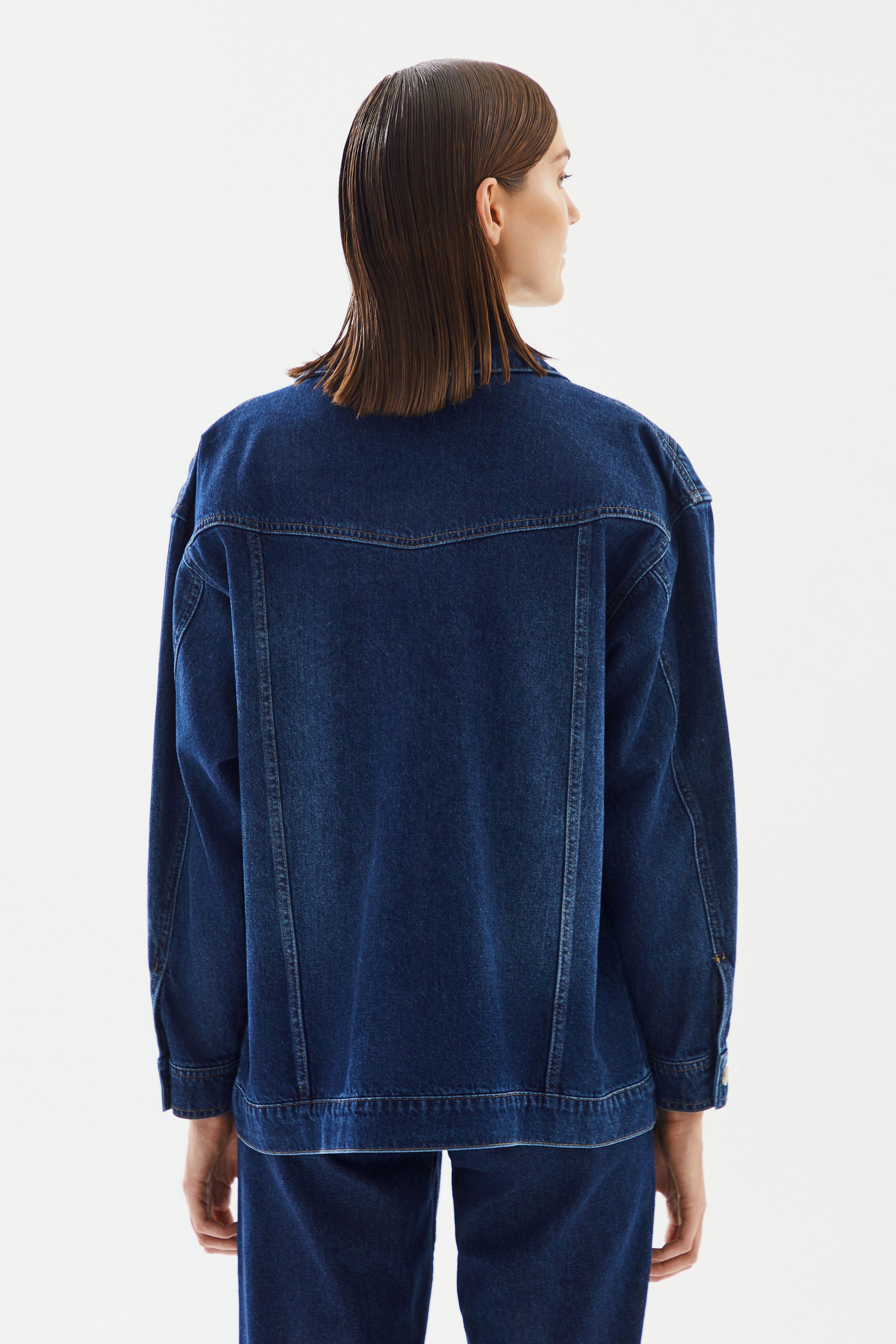 Kadın Geniş Cep Detaylı Denim Ceket