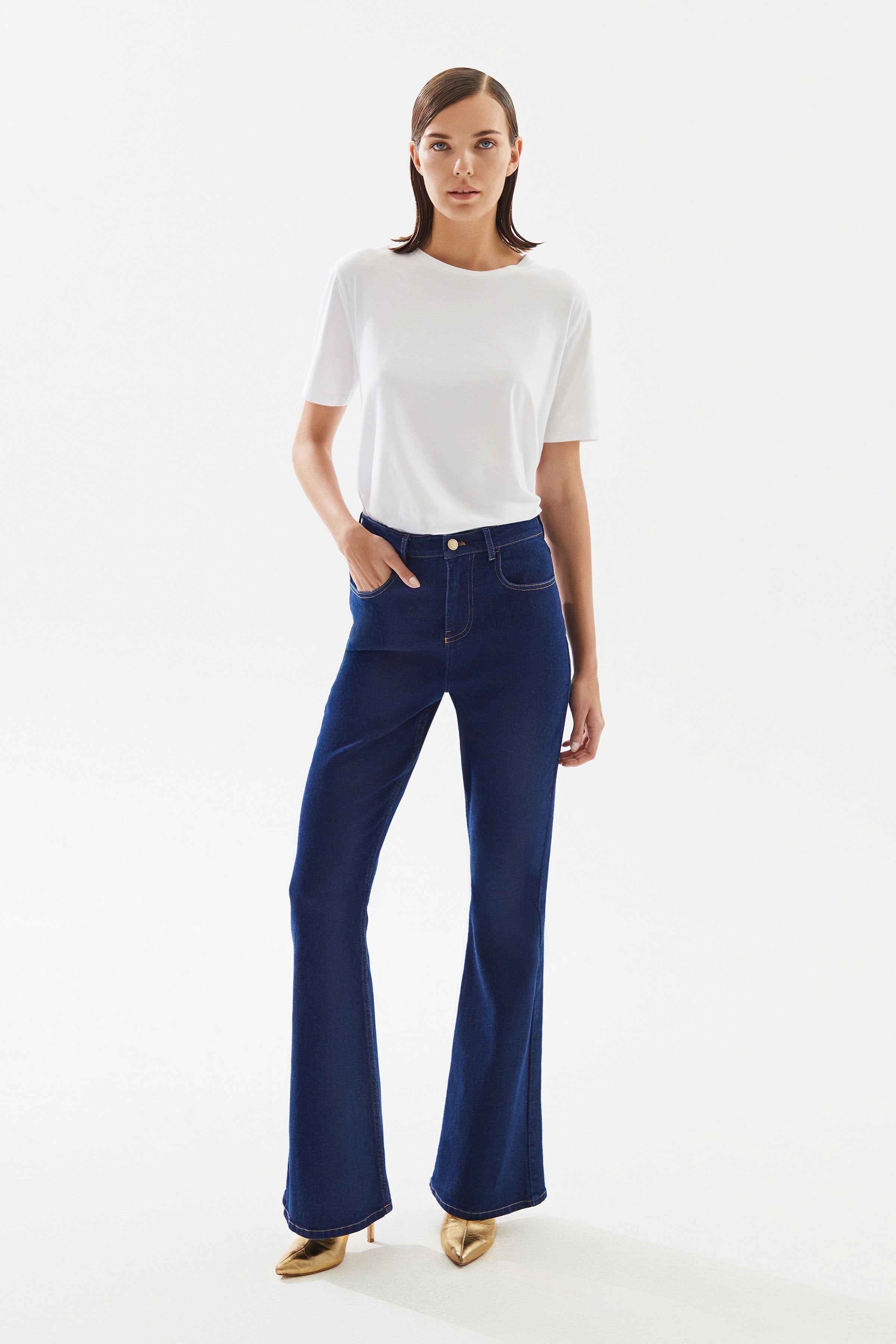 Kadın High Rise Flare Denim Pantolon