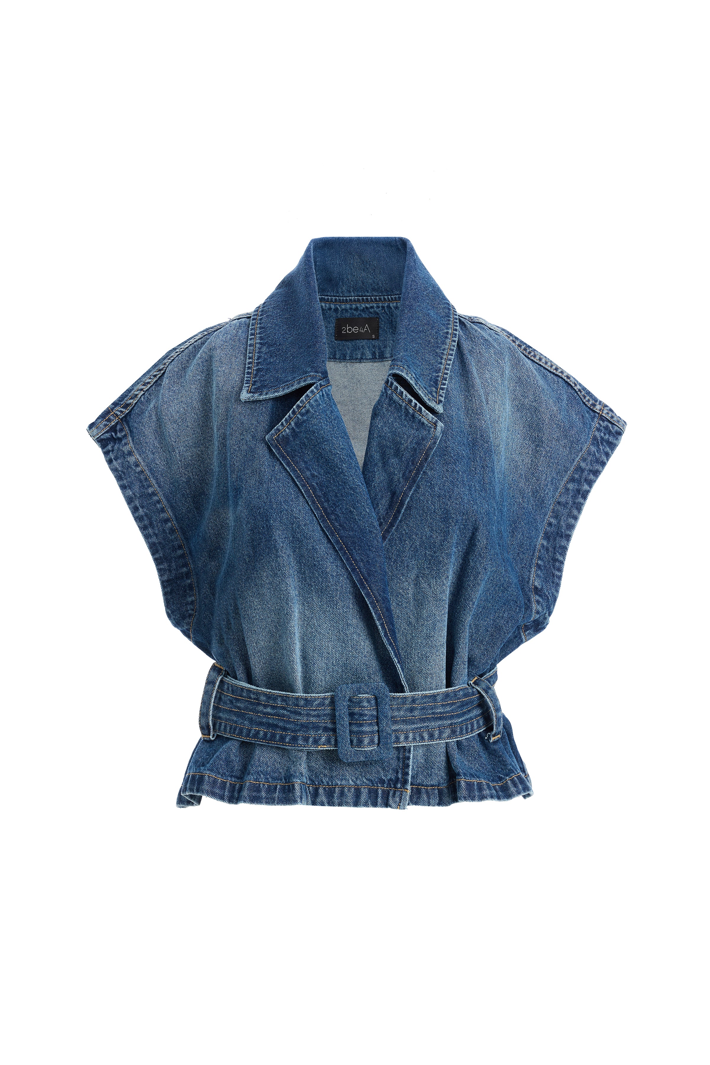 Kadın Kemerli Denim Yelek