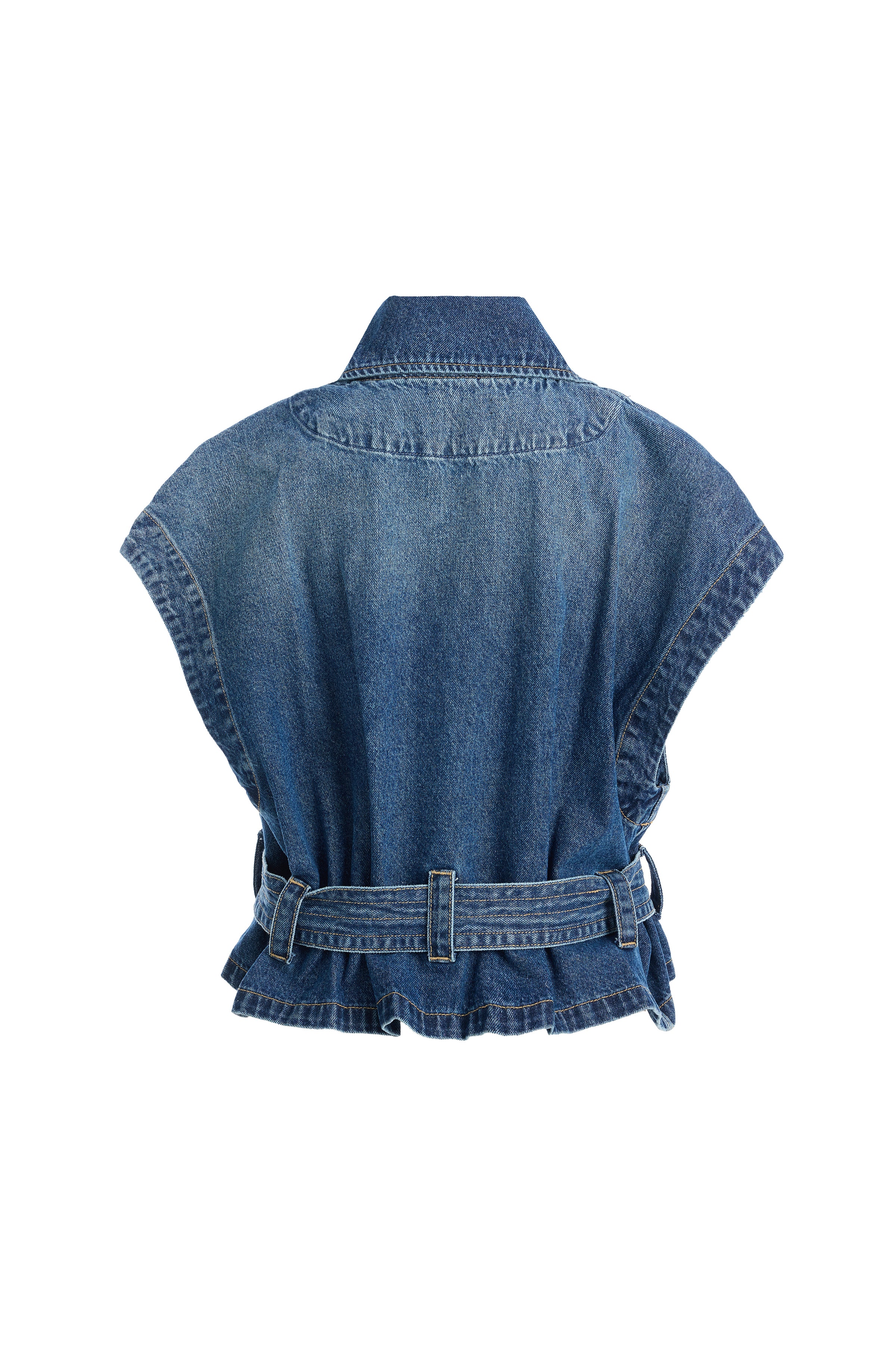 Kadın Kemerli Denim Yelek