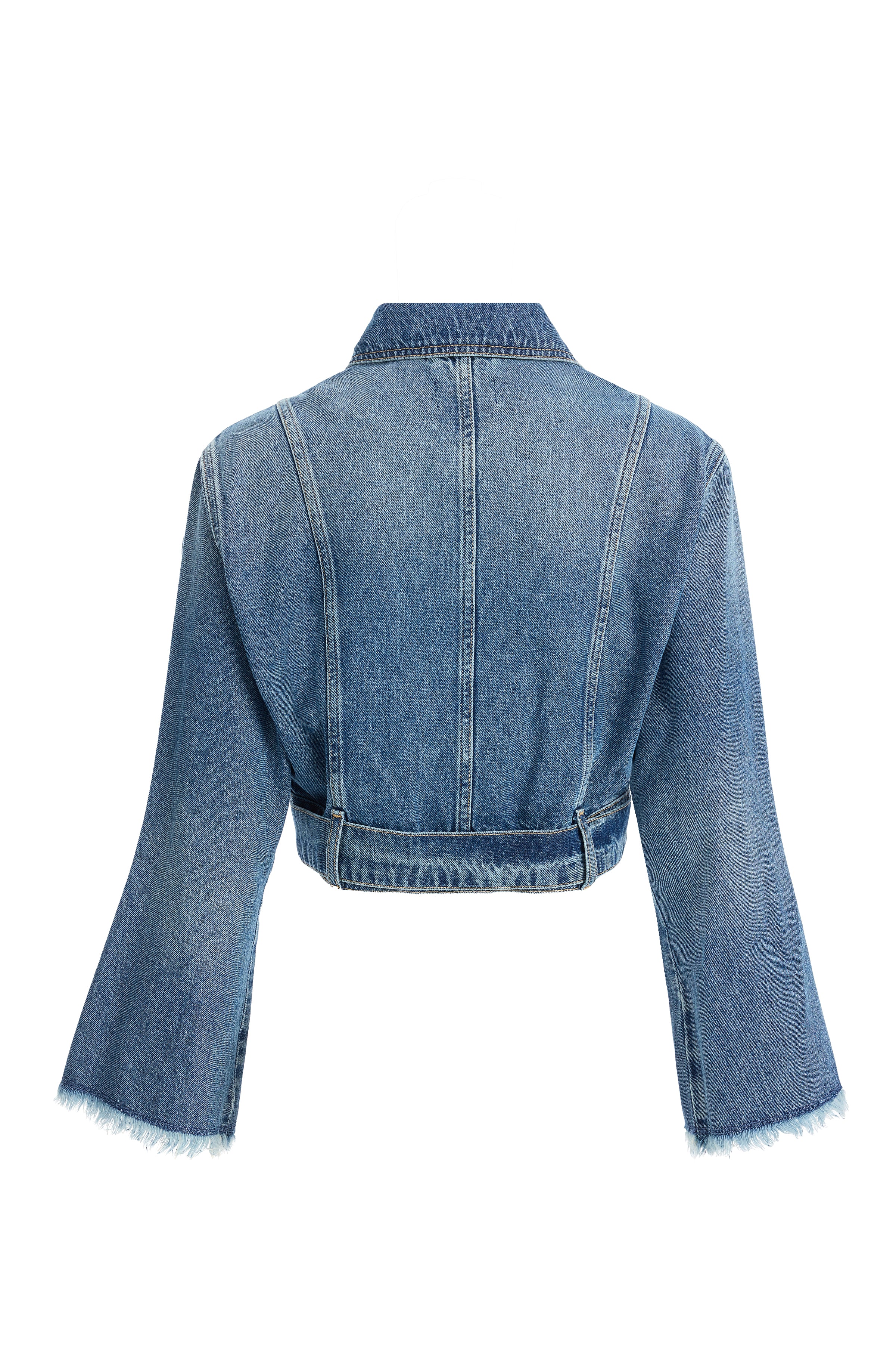 Kadın Kemerli Kısa Denim Ceket