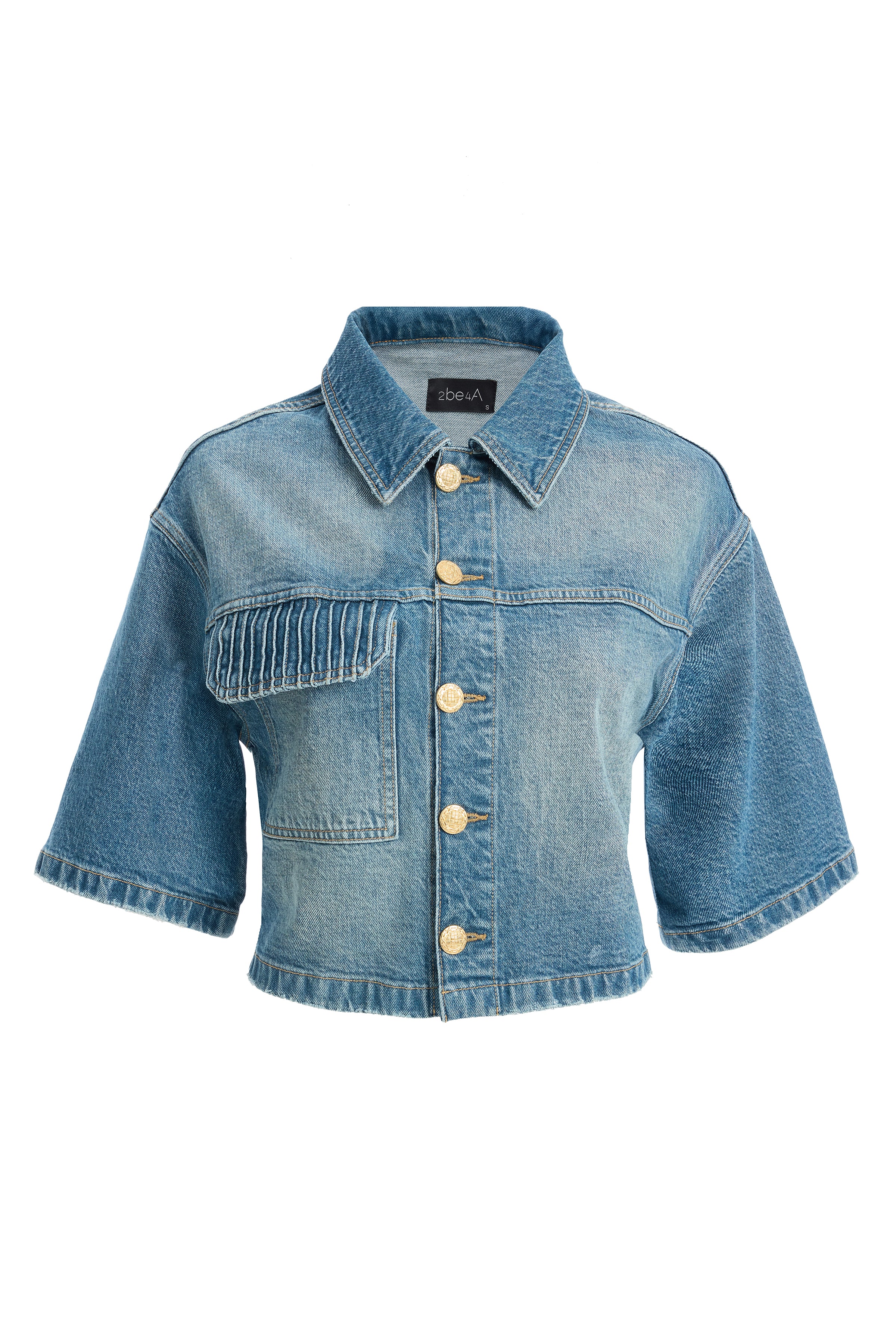 Kadın Nervür Detaylı Geniş Kollu Denim Ceket