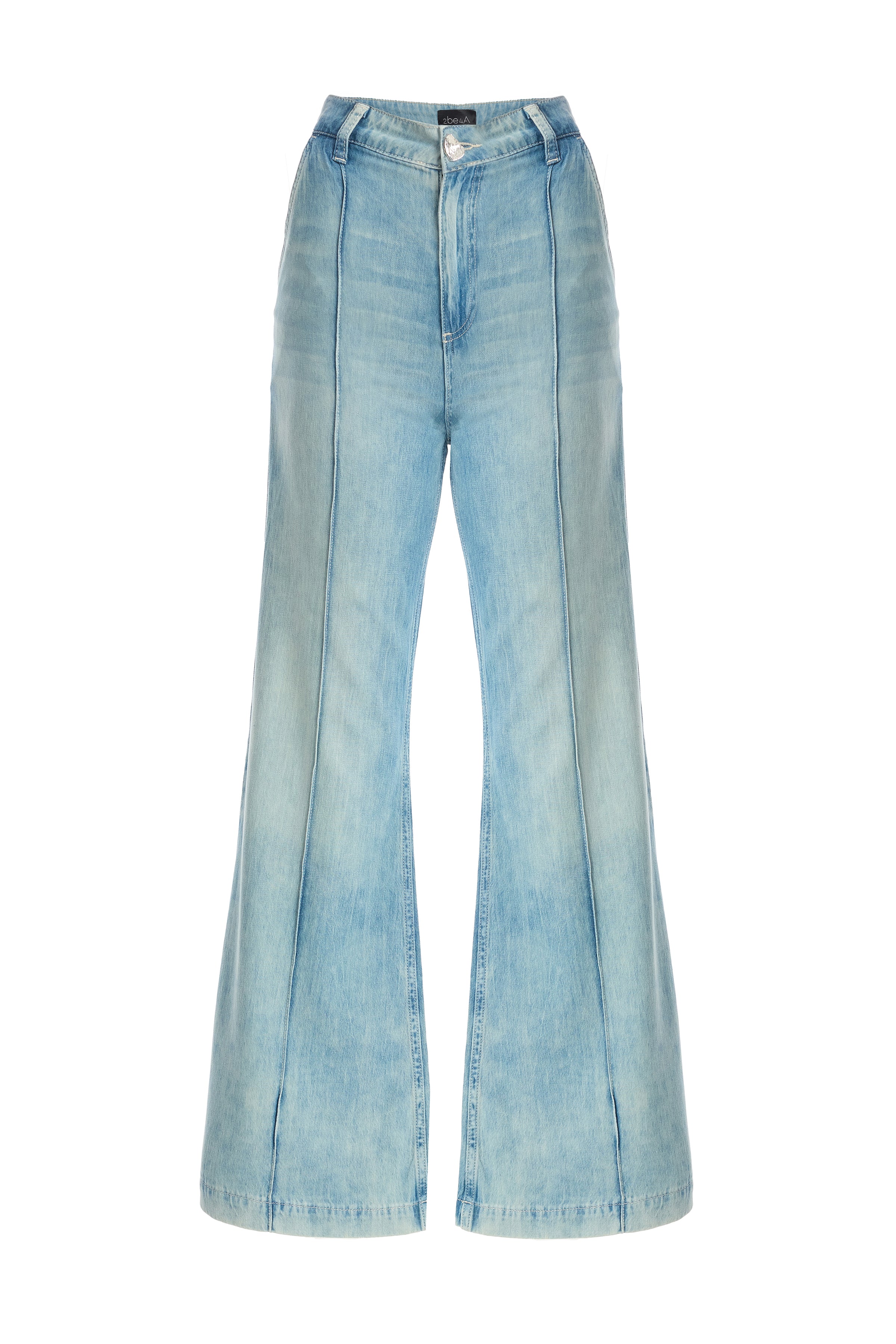 Kadın Önden Dikişli Bol Paça Denim Pantolon