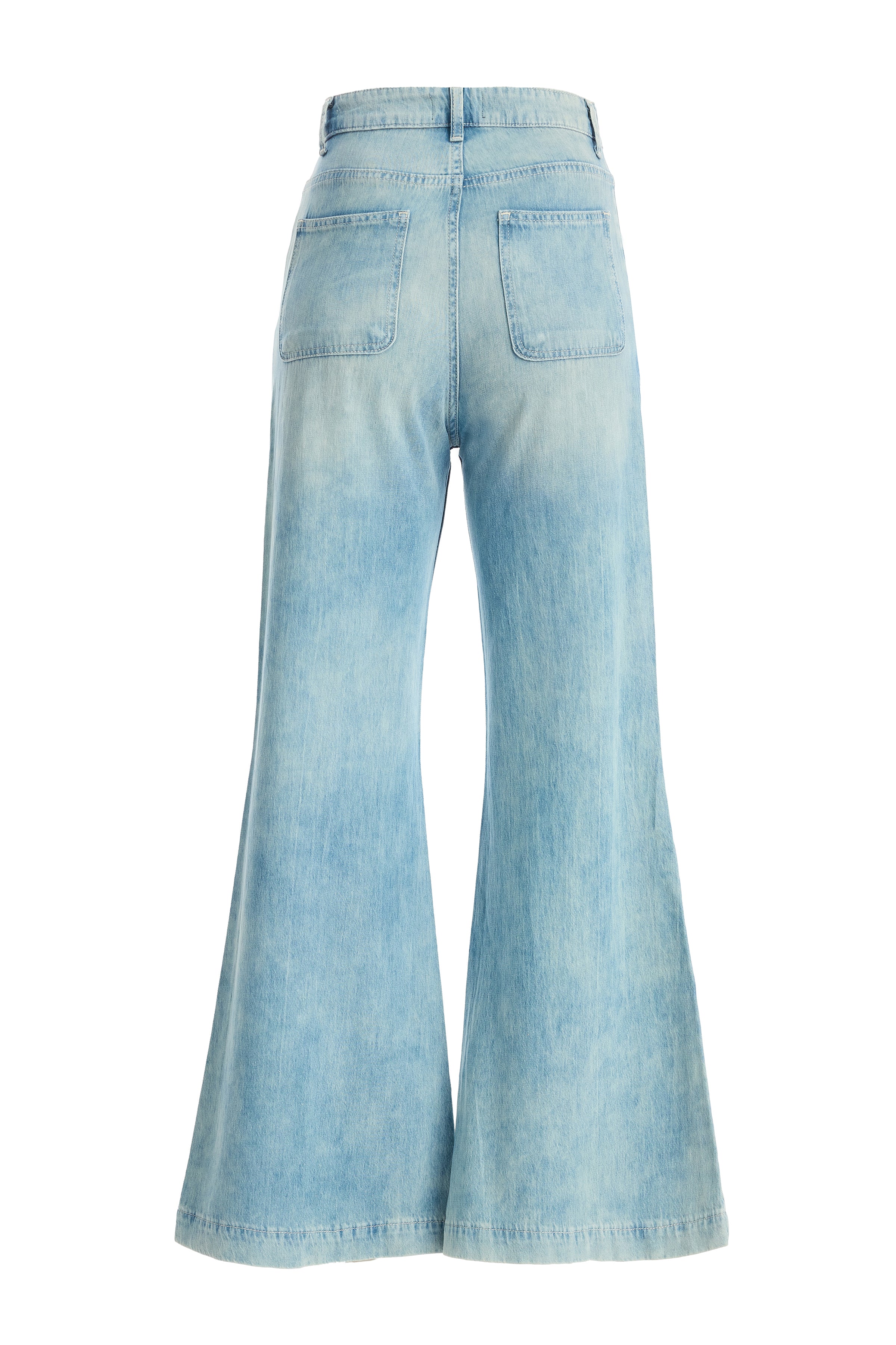 Kadın Önden Dikişli Bol Paça Denim Pantolon