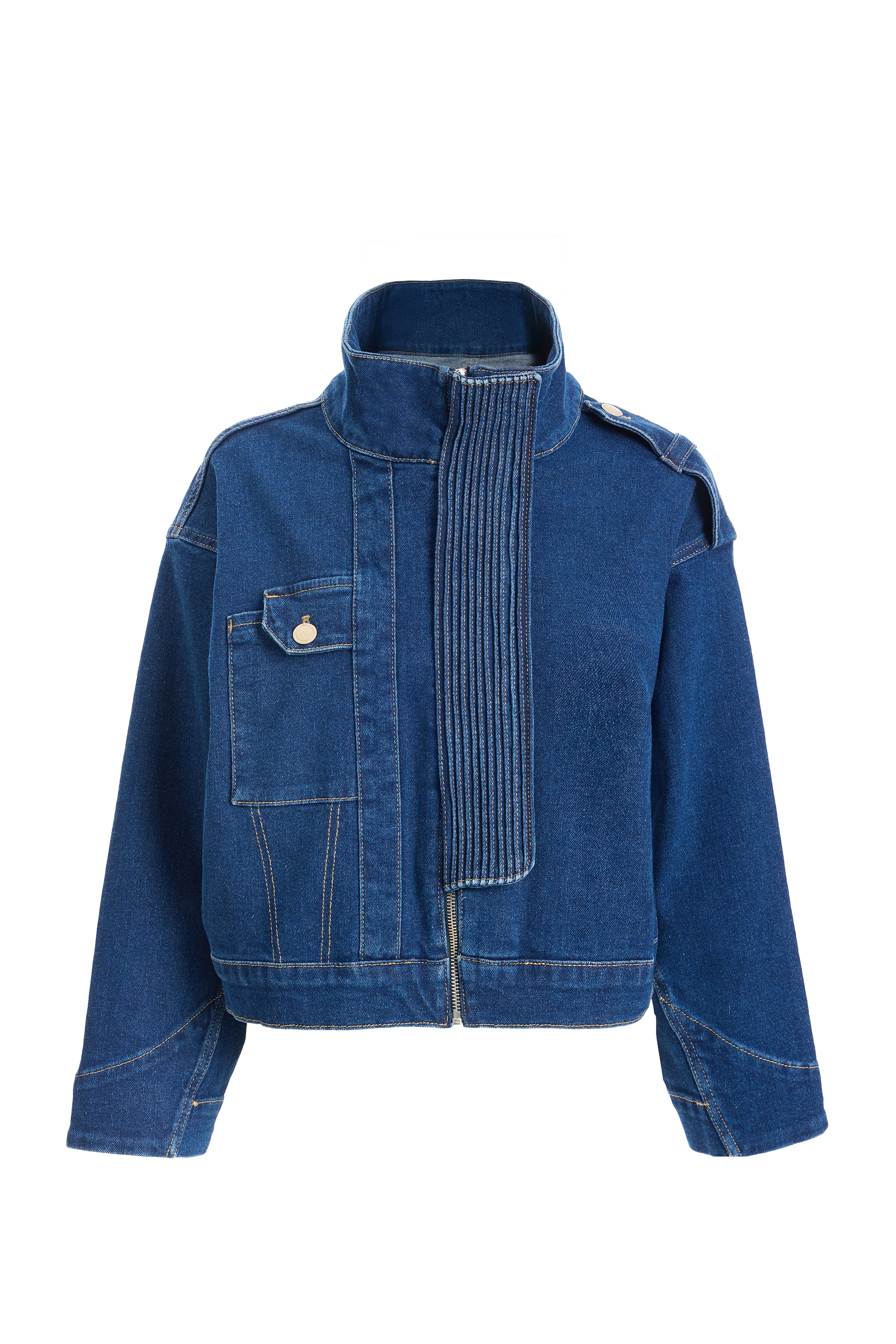 Women's High Collar Denim Jacket
