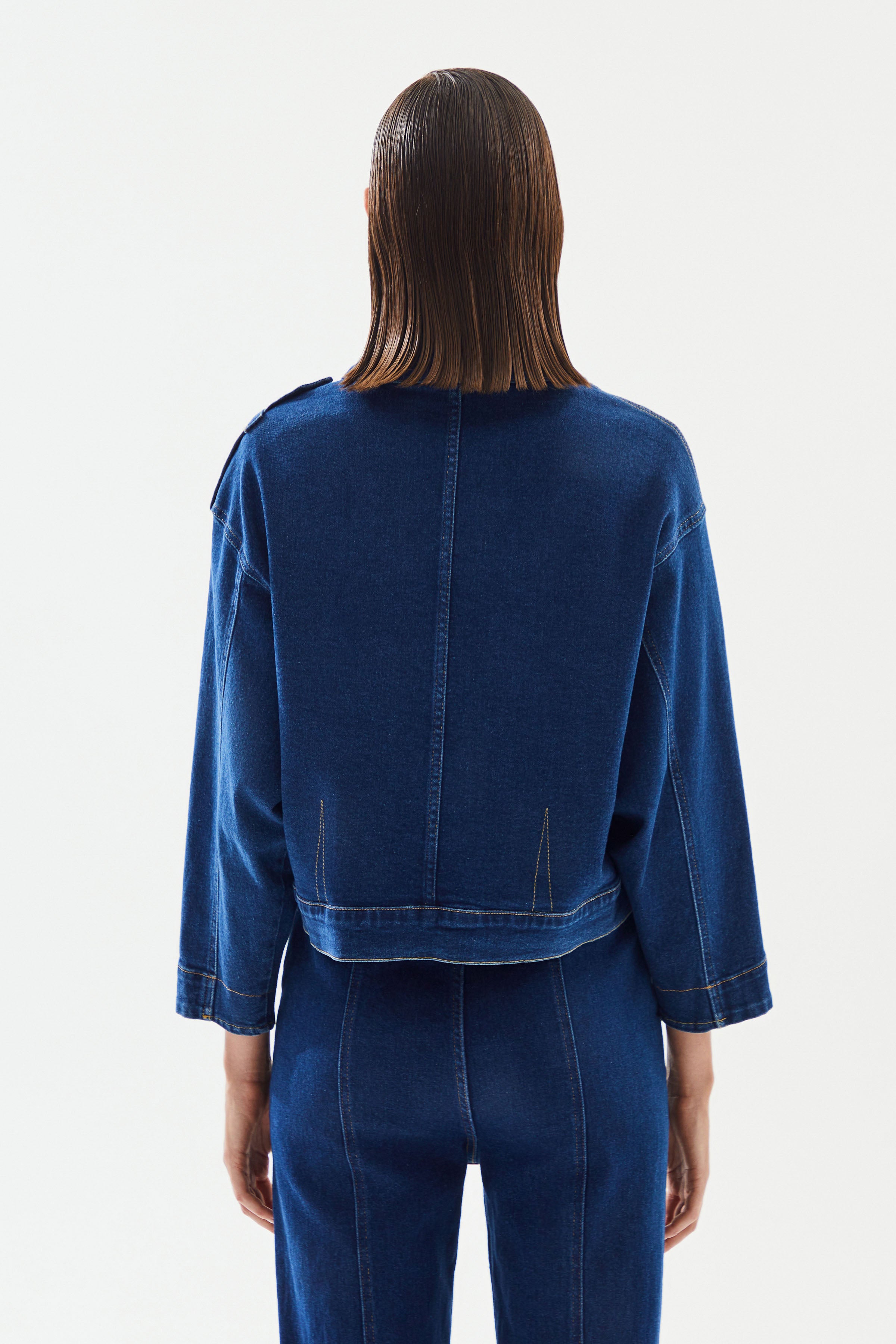 Women's High Collar Denim Jacket