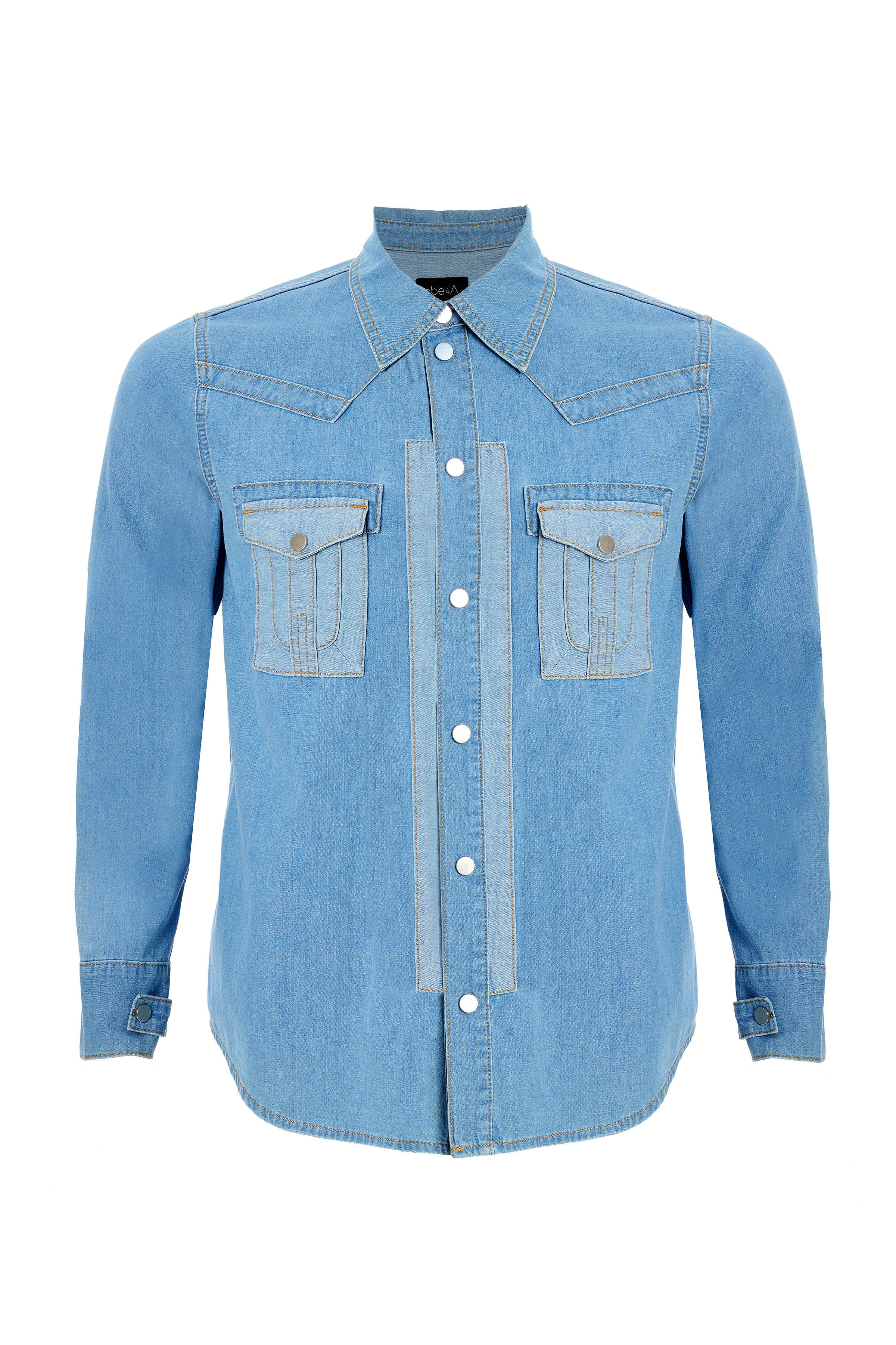 Men's Light Blue Pocket Denim Shirt