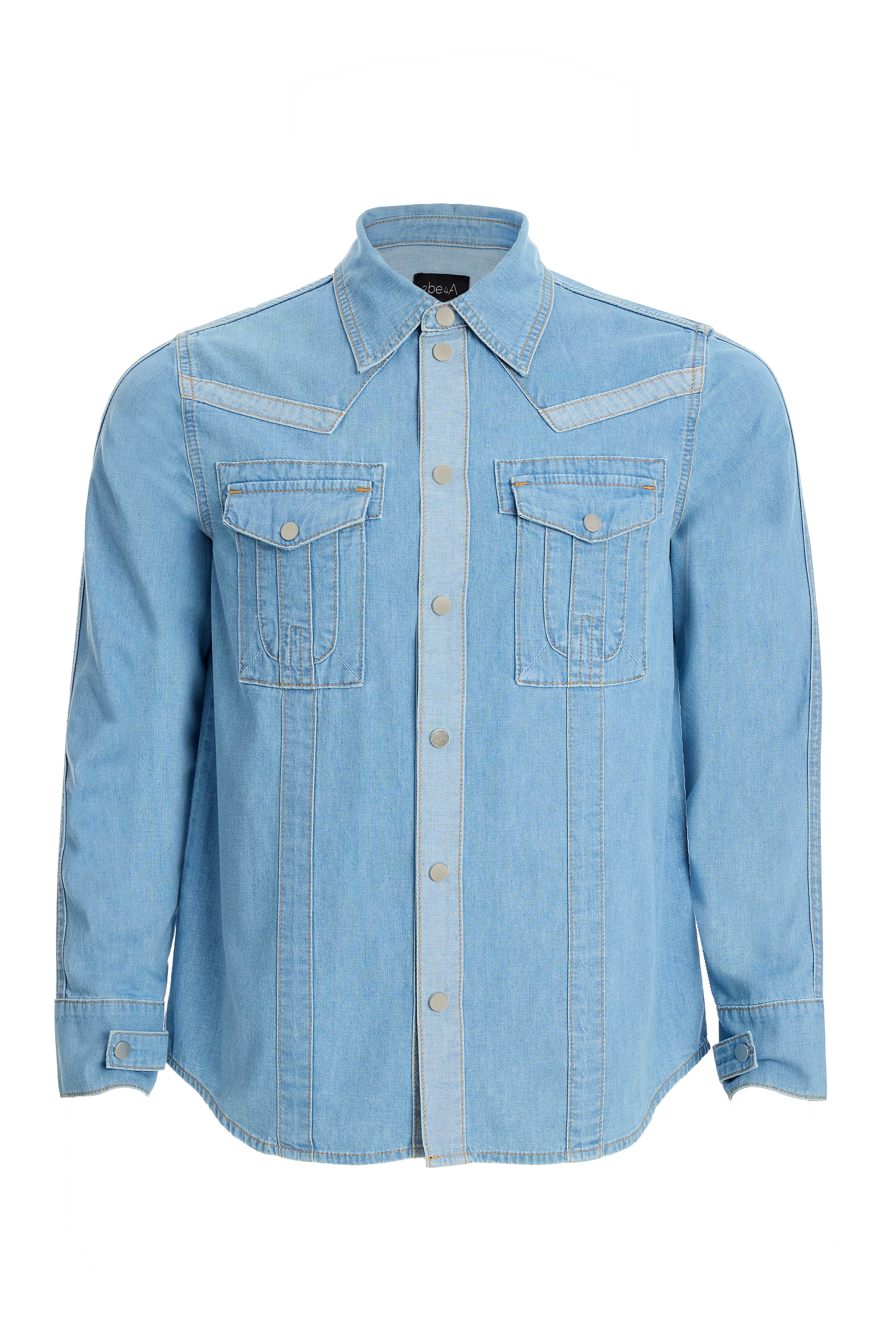 Men's Light Blue Pocket Denim Shirt