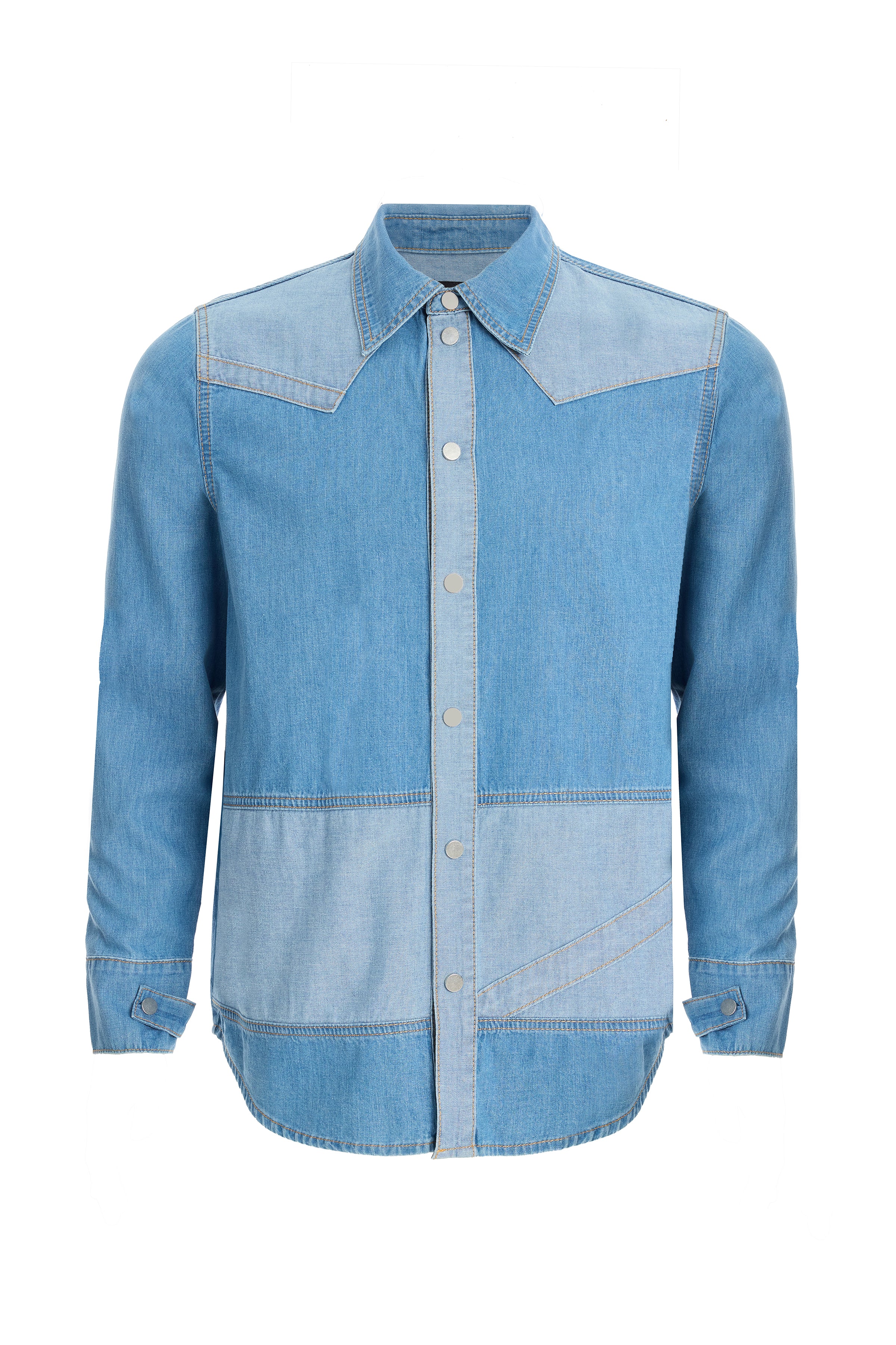 Men's Light Blue Stripe Detailed Denim Shirt