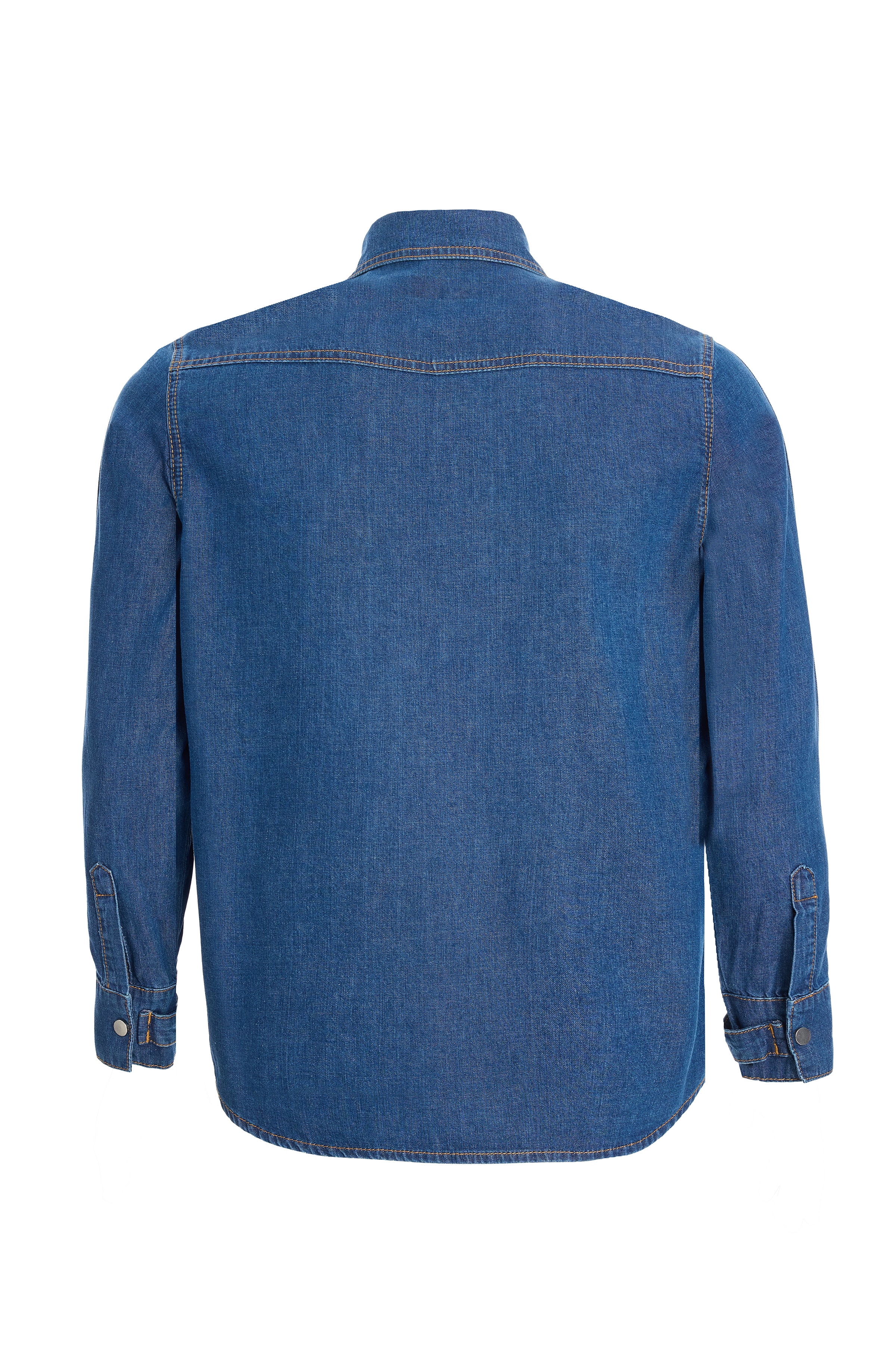 Men's Dark Blue Stripe Detailed Denim Shirt