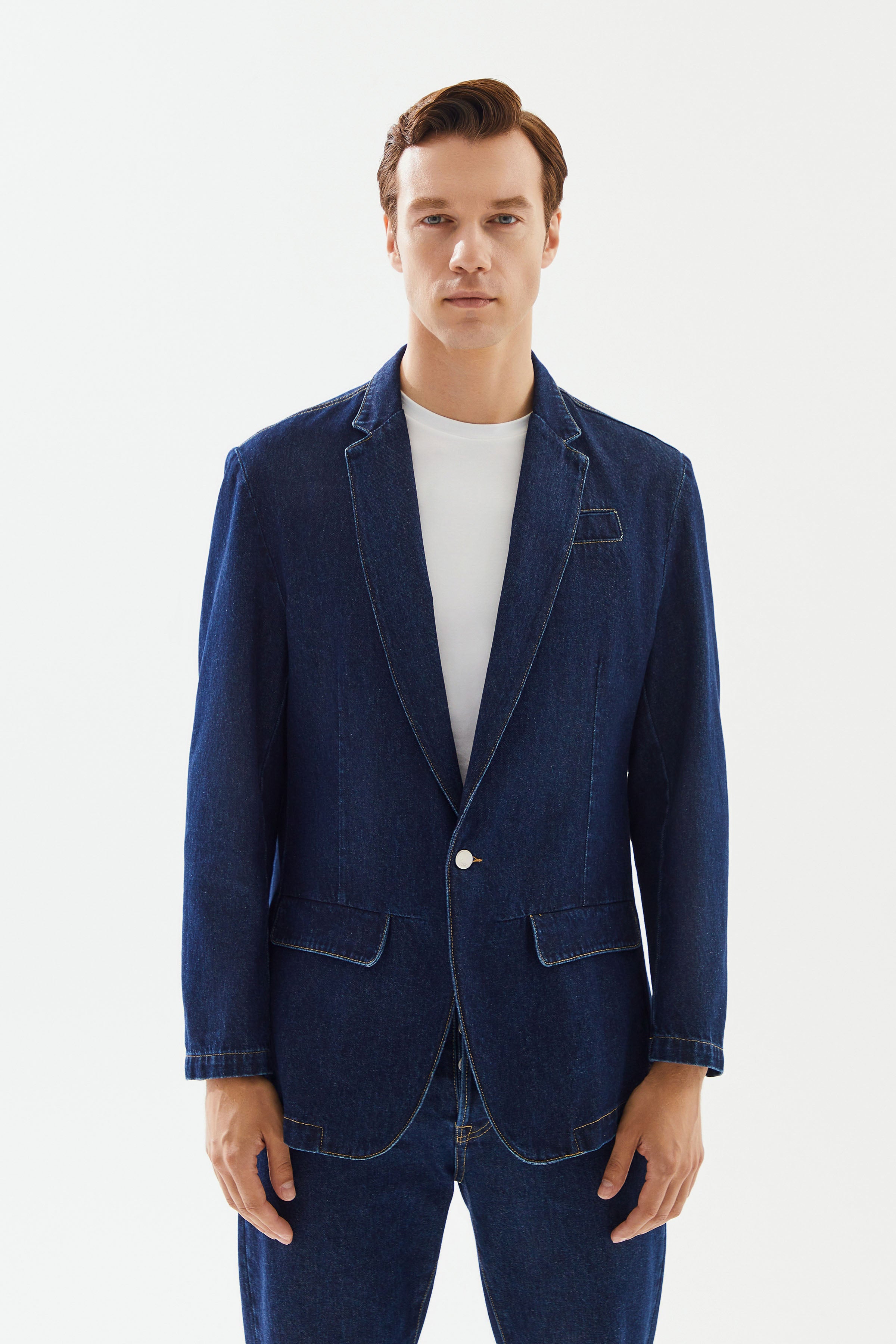 Erkek Lacivert Blazer Denim Ceket