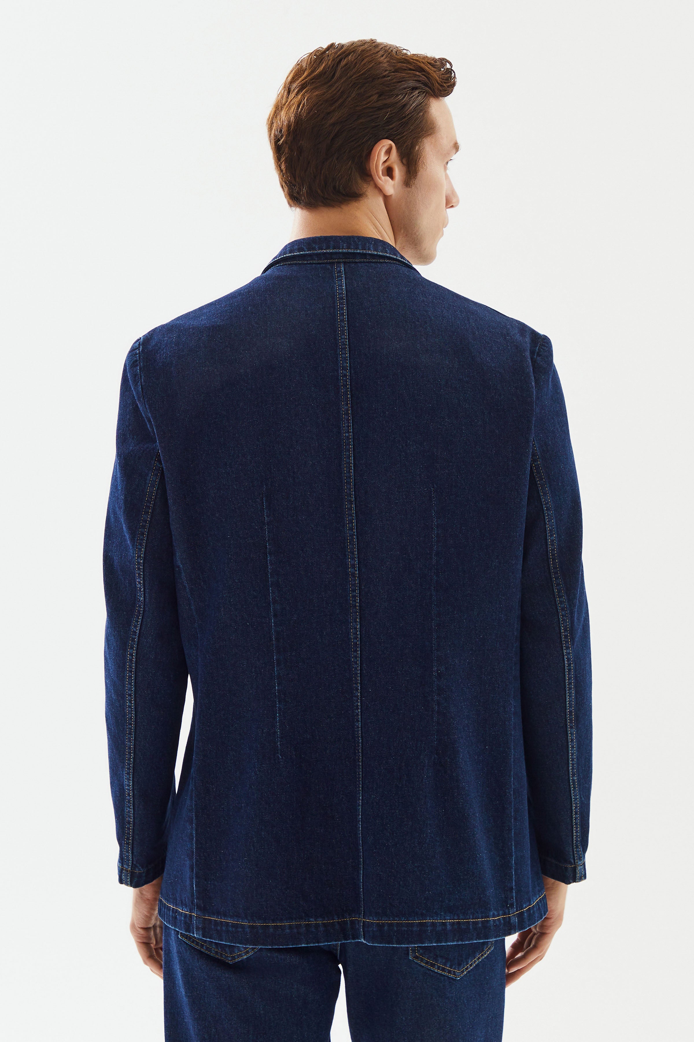 Erkek Lacivert Blazer Denim Ceket