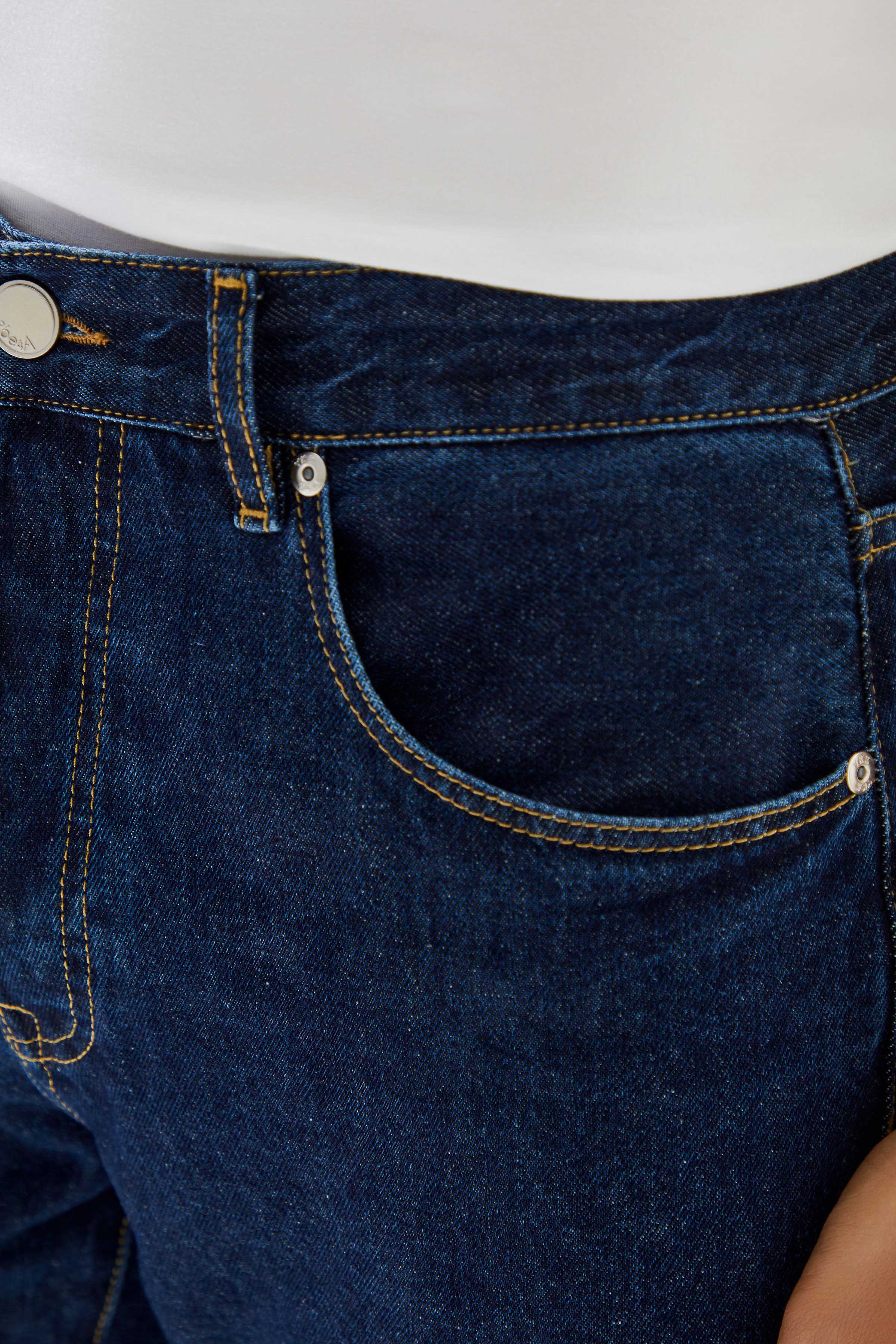 Men's Navy Blue Straight Denim Trousers
