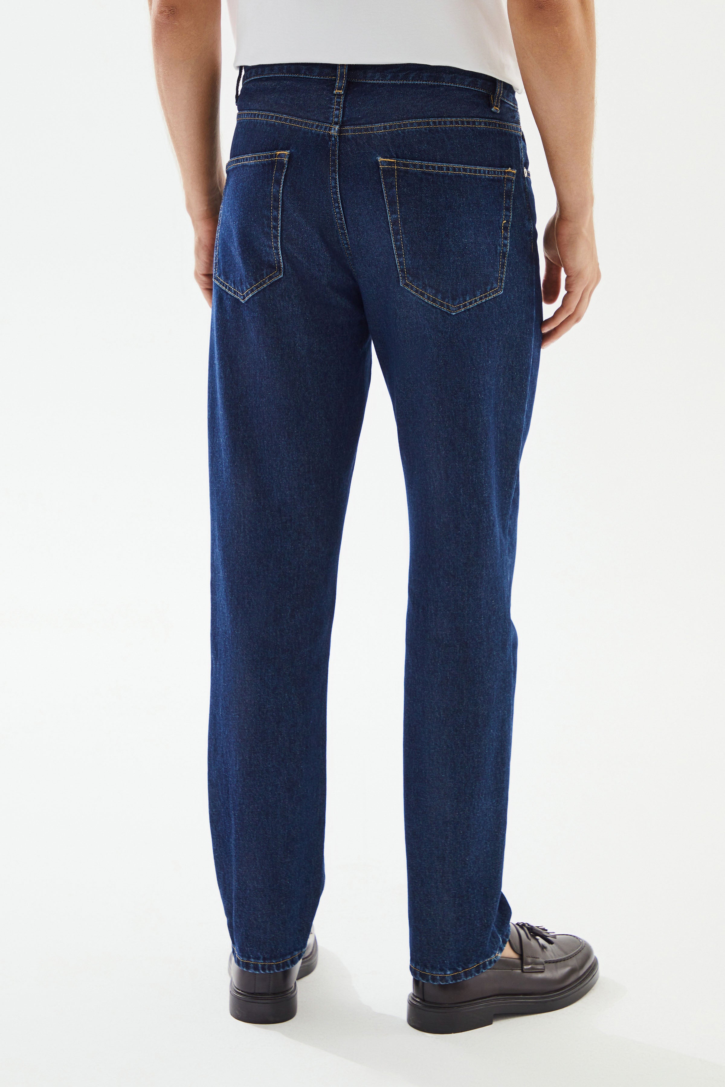 Men's Navy Blue Straight Denim Trousers