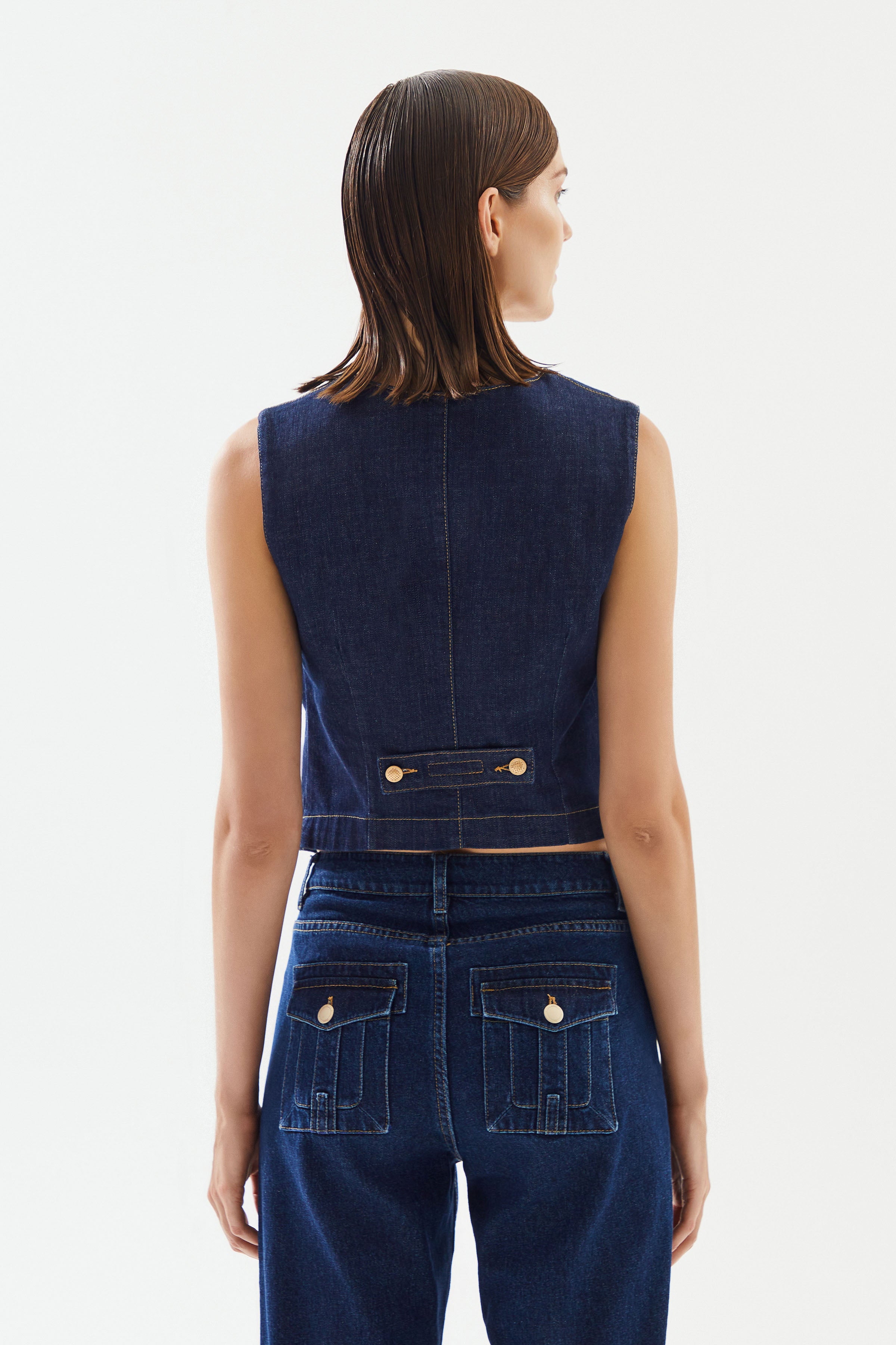 Women's Pocket Detailed Denim Vest