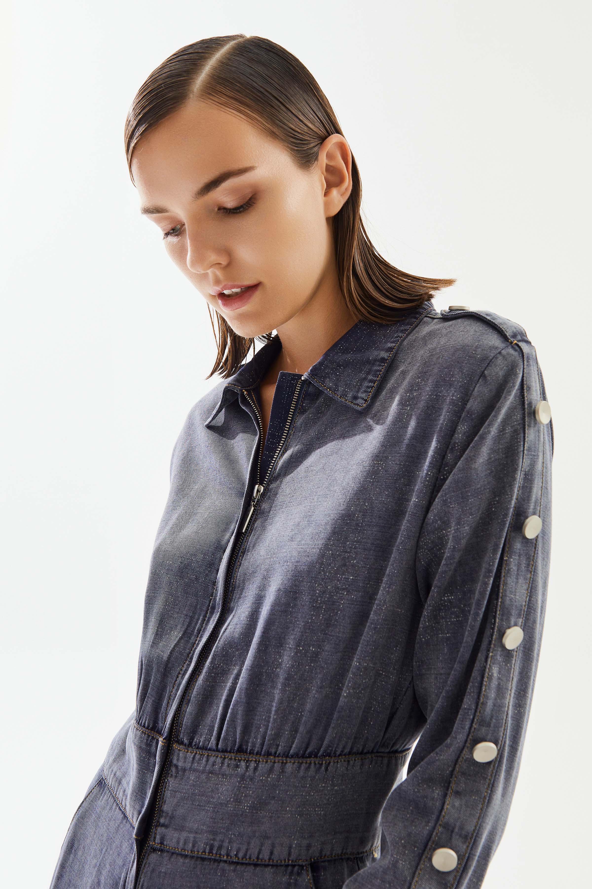 Women's Button Detail Denim Overalls