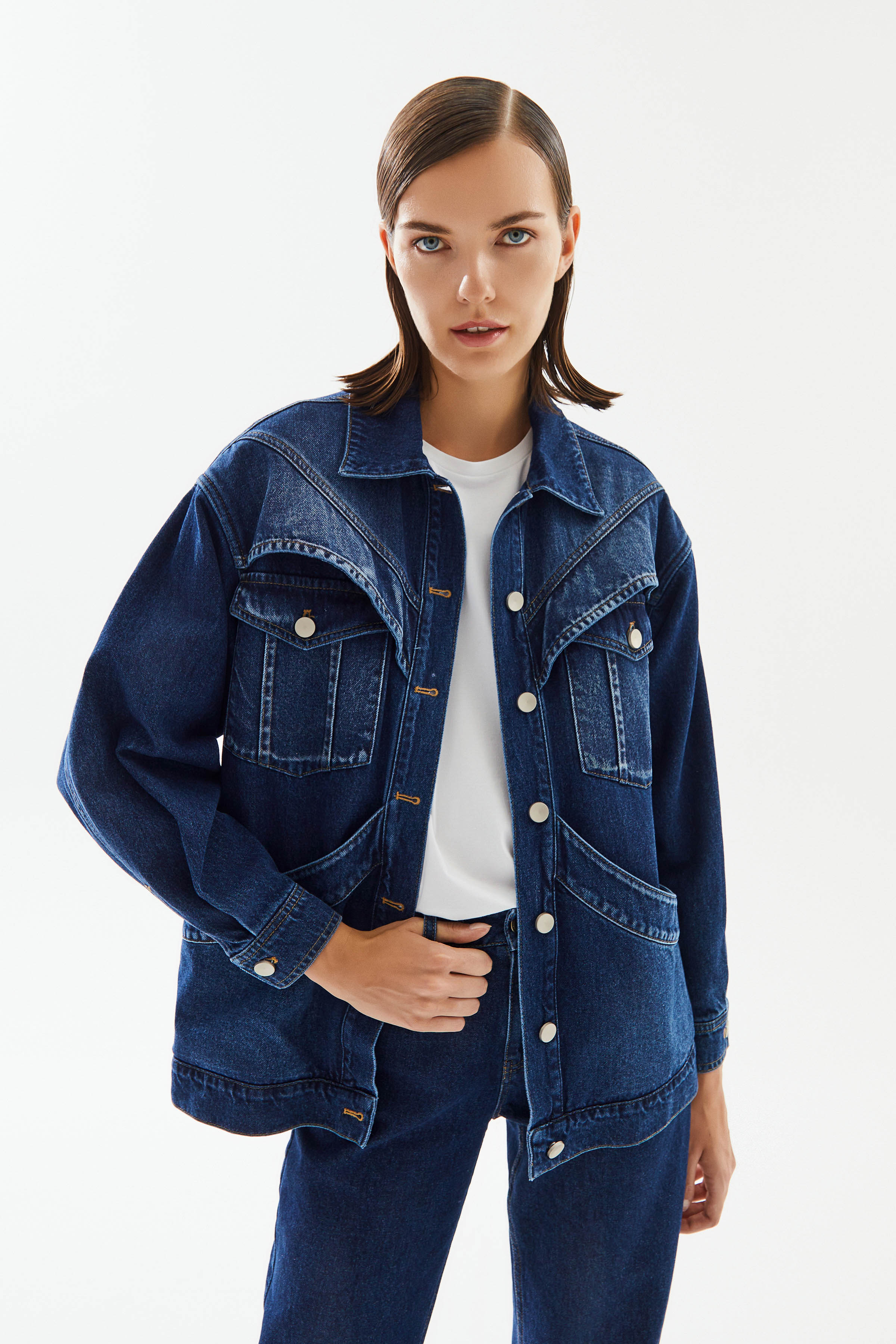 Women's Large Pocket Detailed Denim Jacket