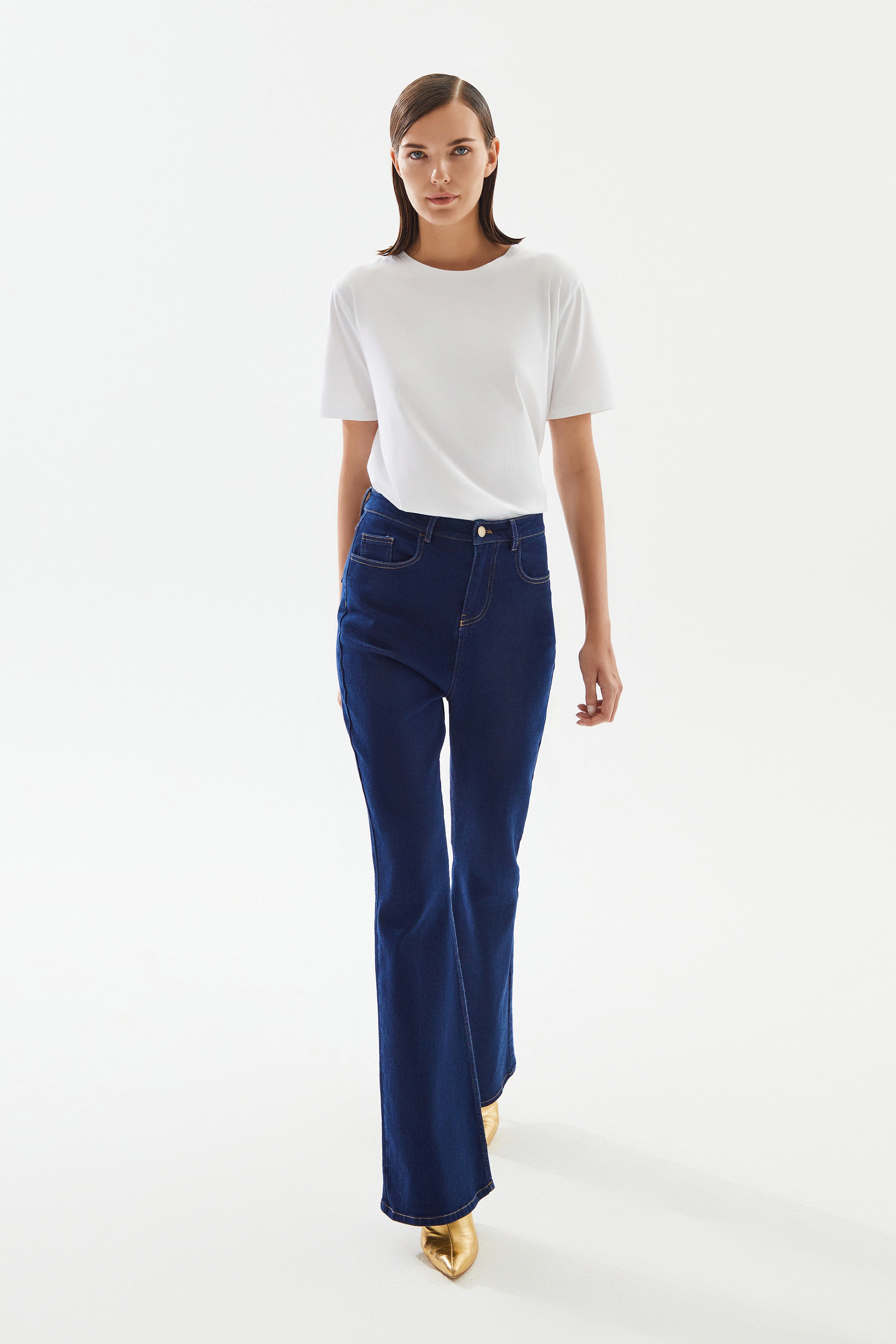 Kadın High Rise Flare Denim Pantolon