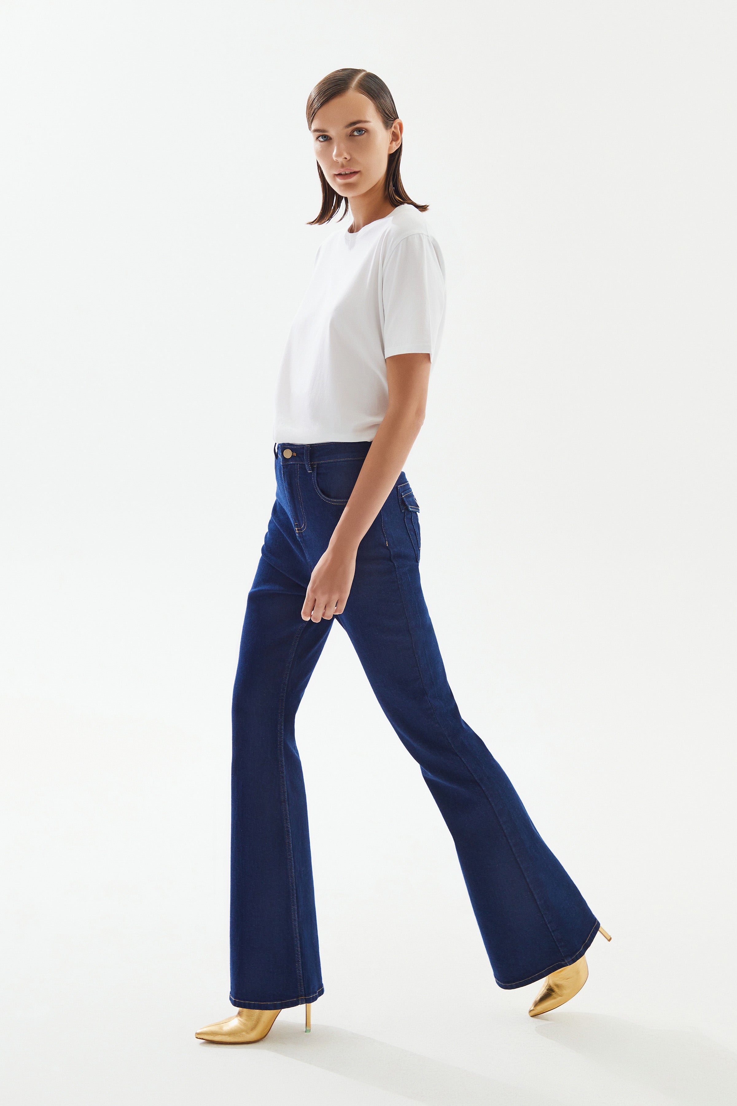 Kadın High Rise Flare Denim Pantolon