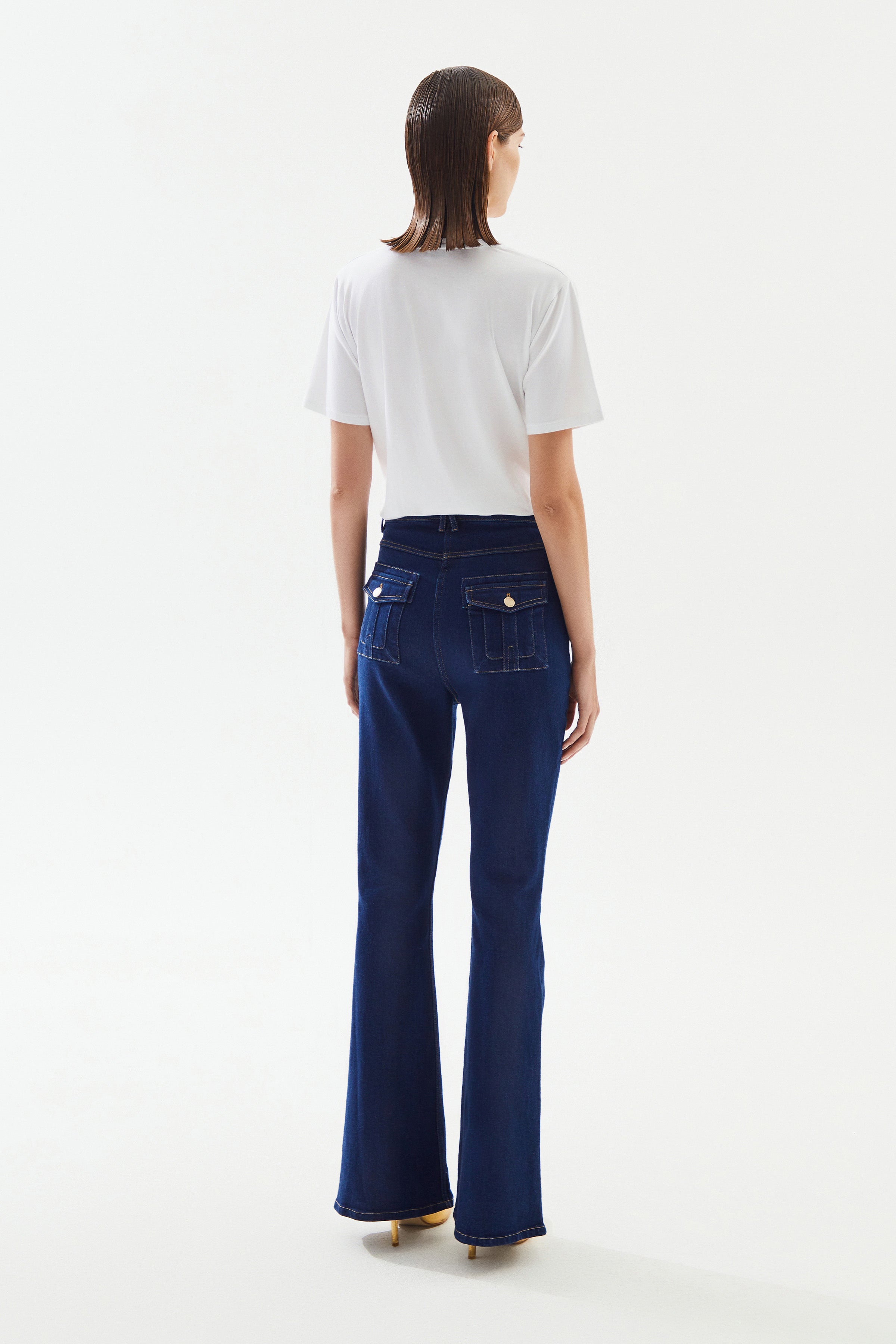 Kadın High Rise Flare Denim Pantolon