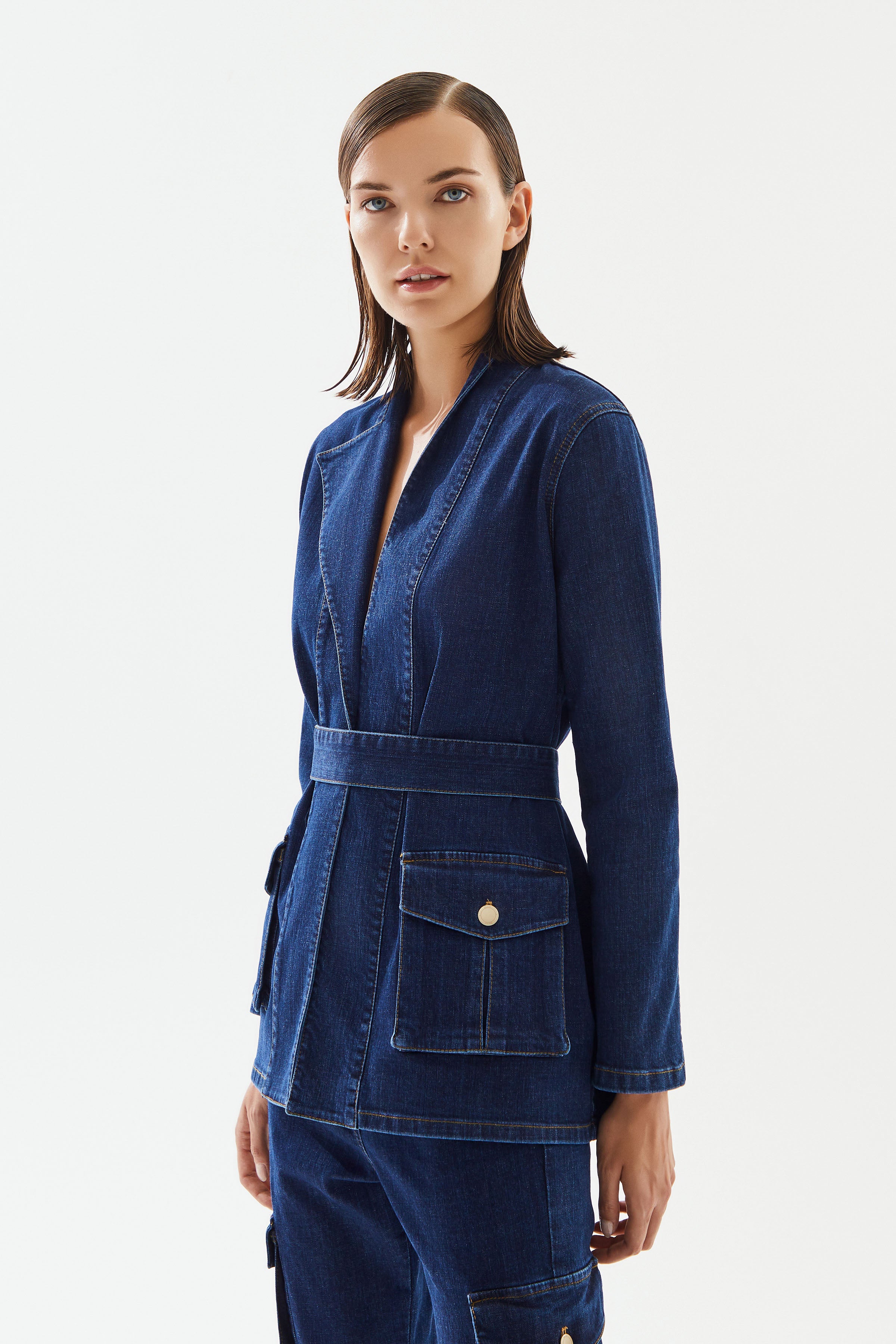 Women's Cargo Pocket Denim Jacket