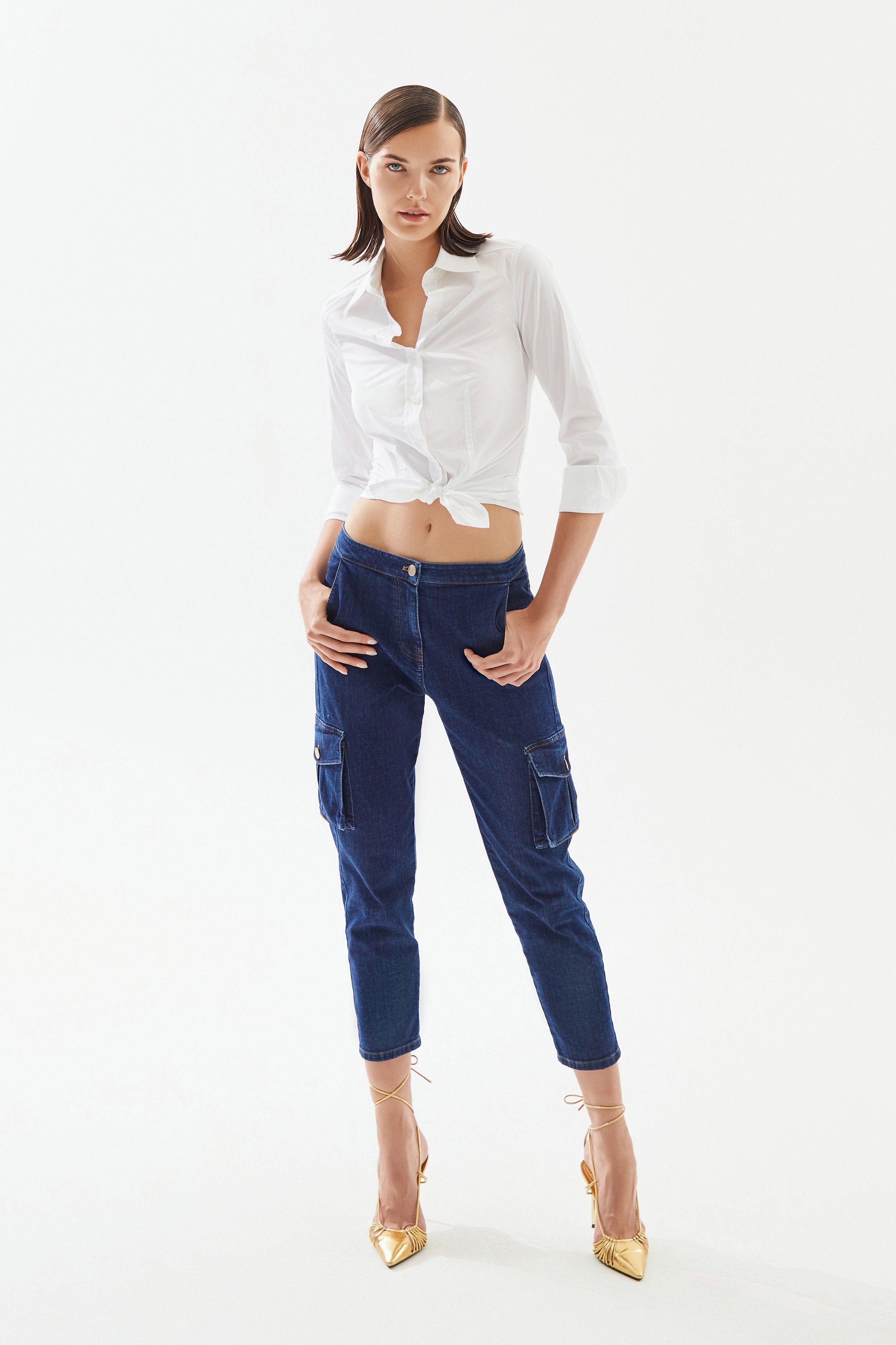 Women's Cargo Pocket Denim Trousers