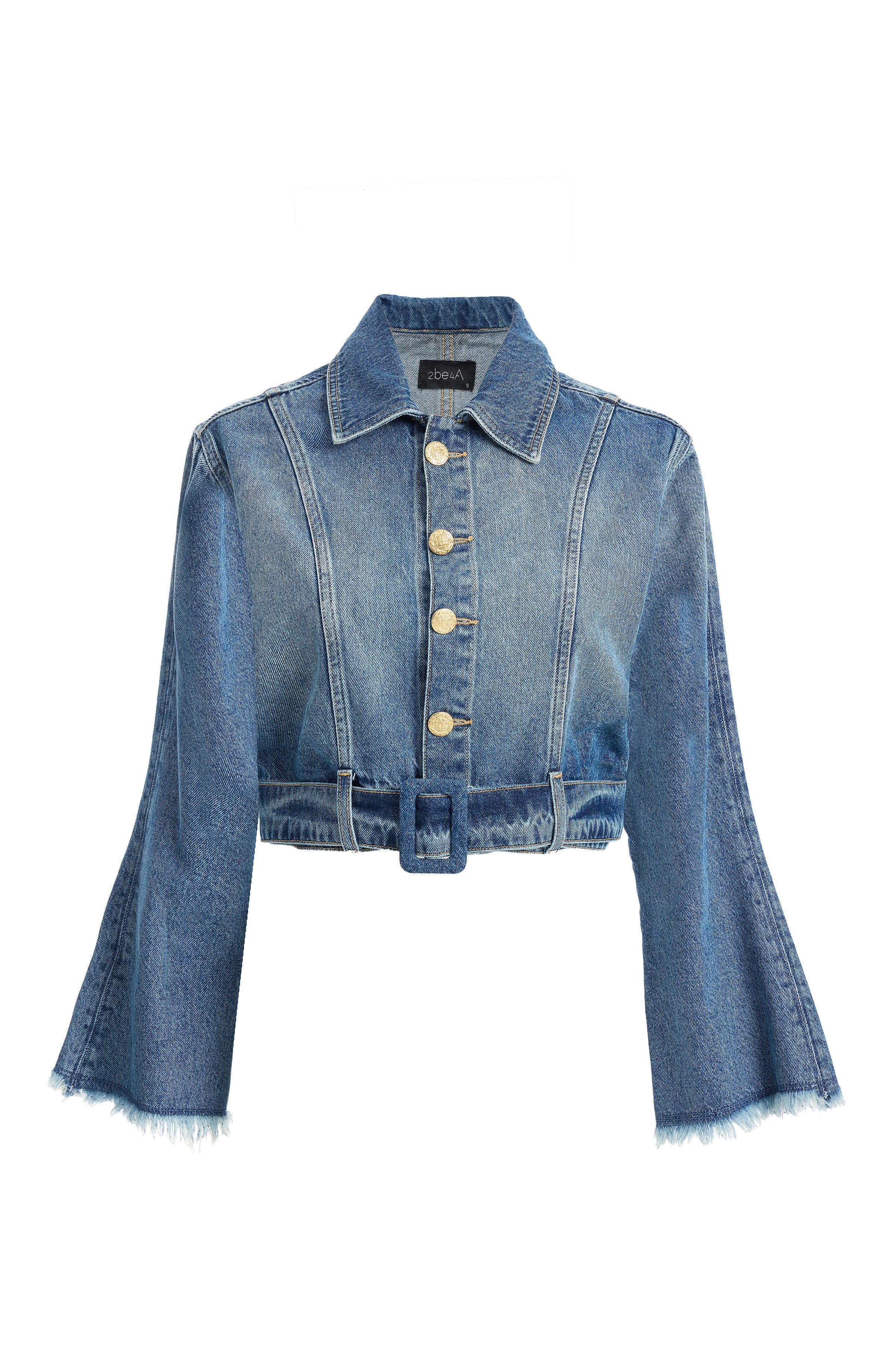 Kadın Kemerli Kısa Denim Ceket