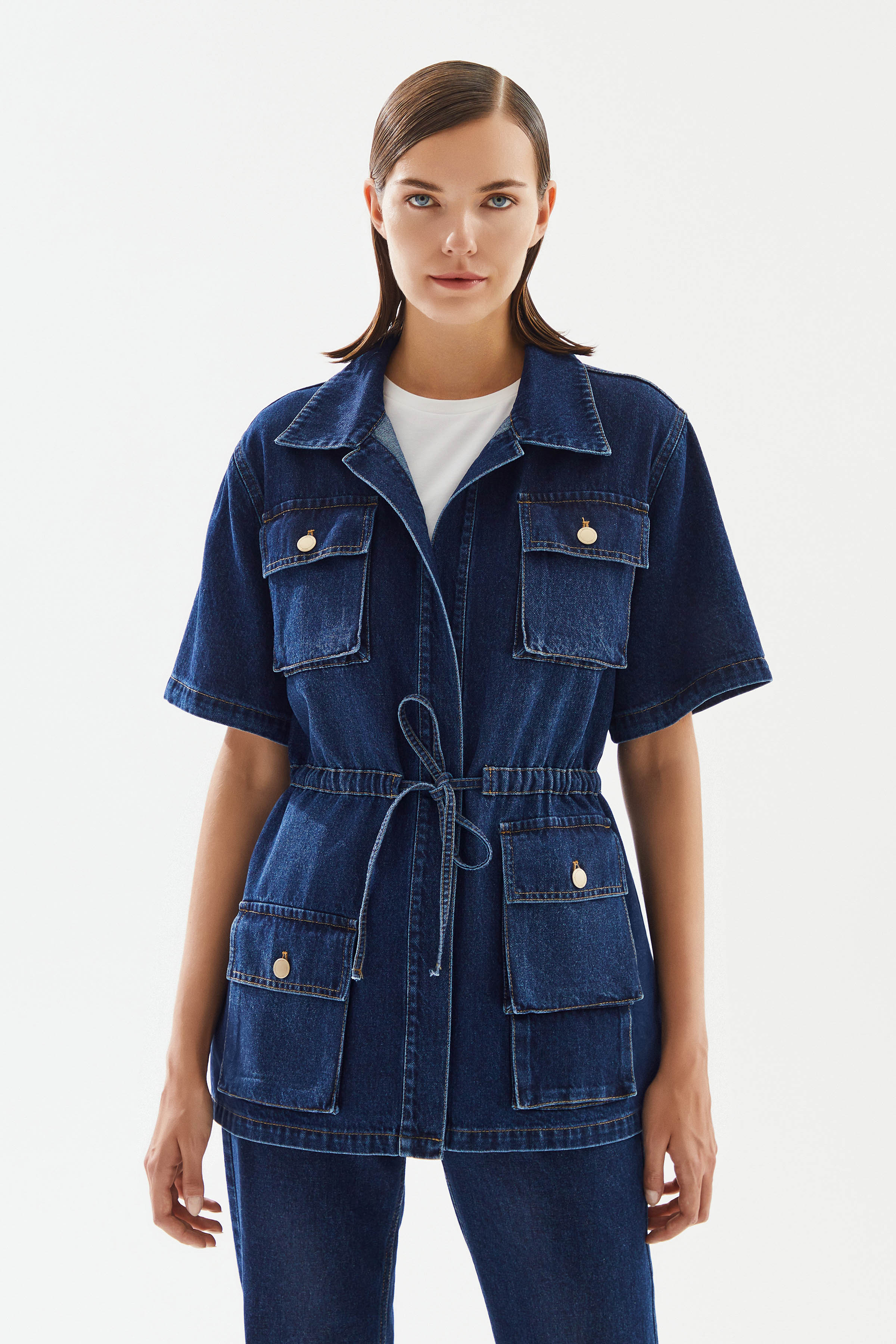 Women's Denim Jacket with Short Sleeves
