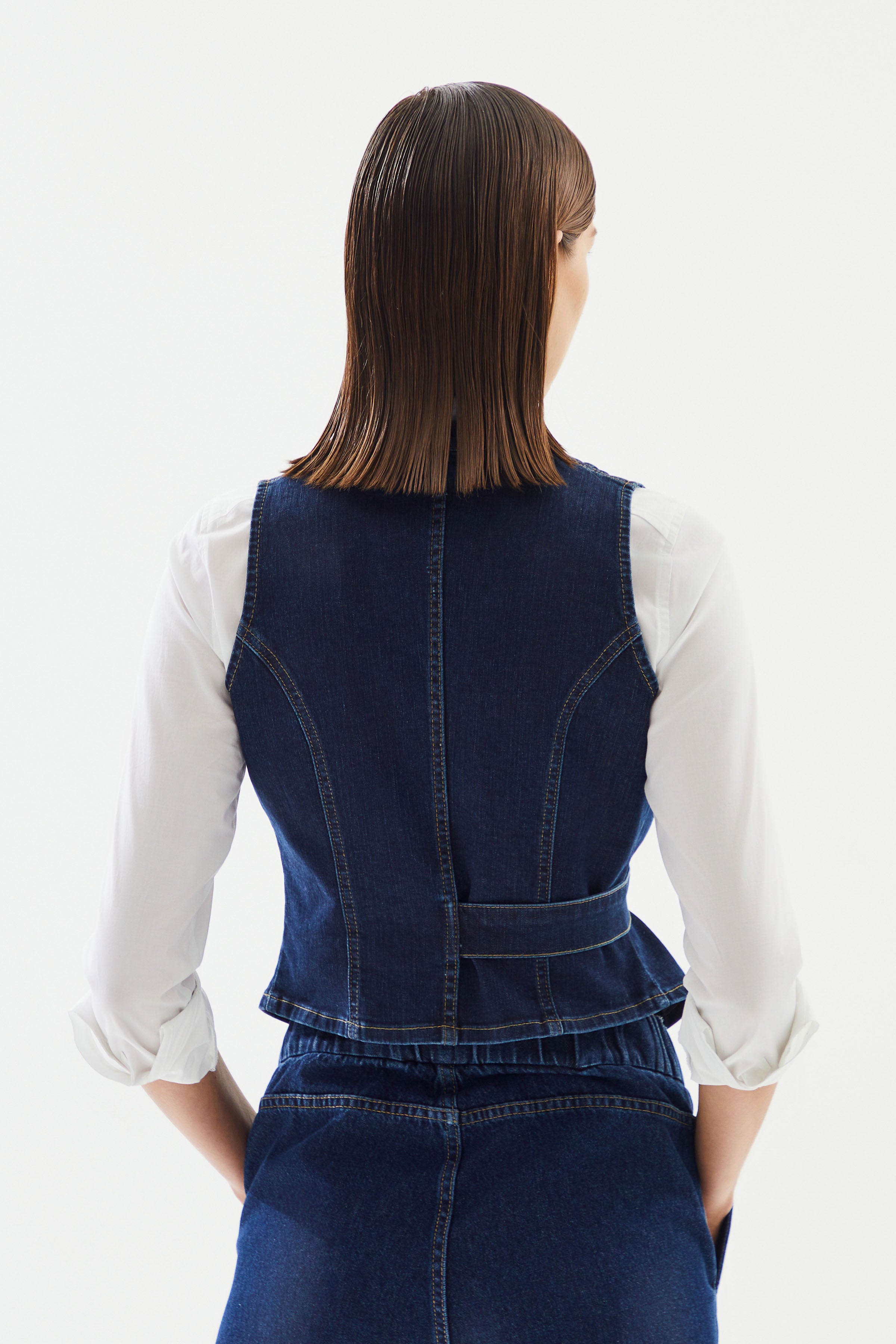 Women's Double Breasted Denim Vest
