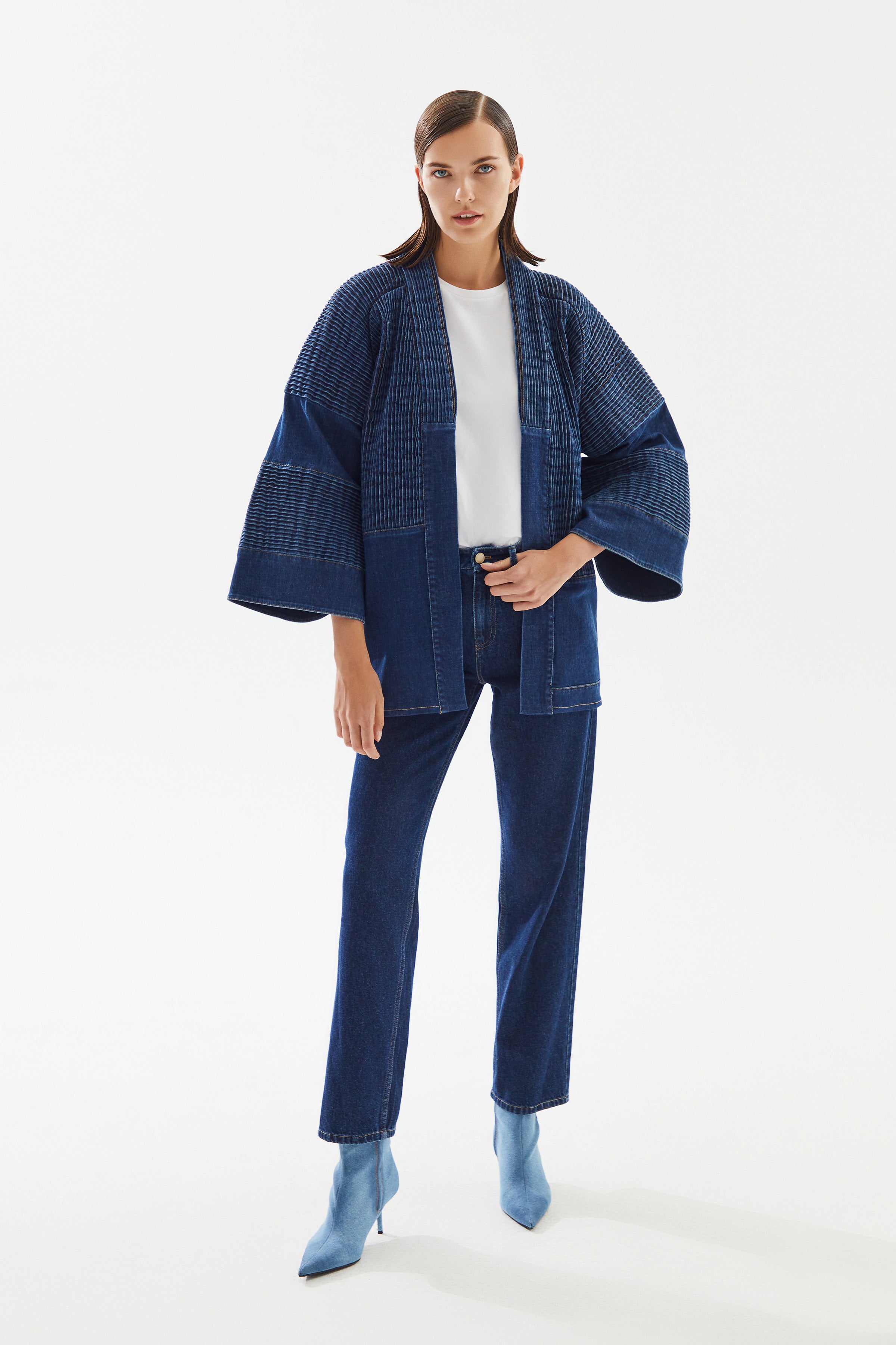 Women's Ribbed Denim Kimono
