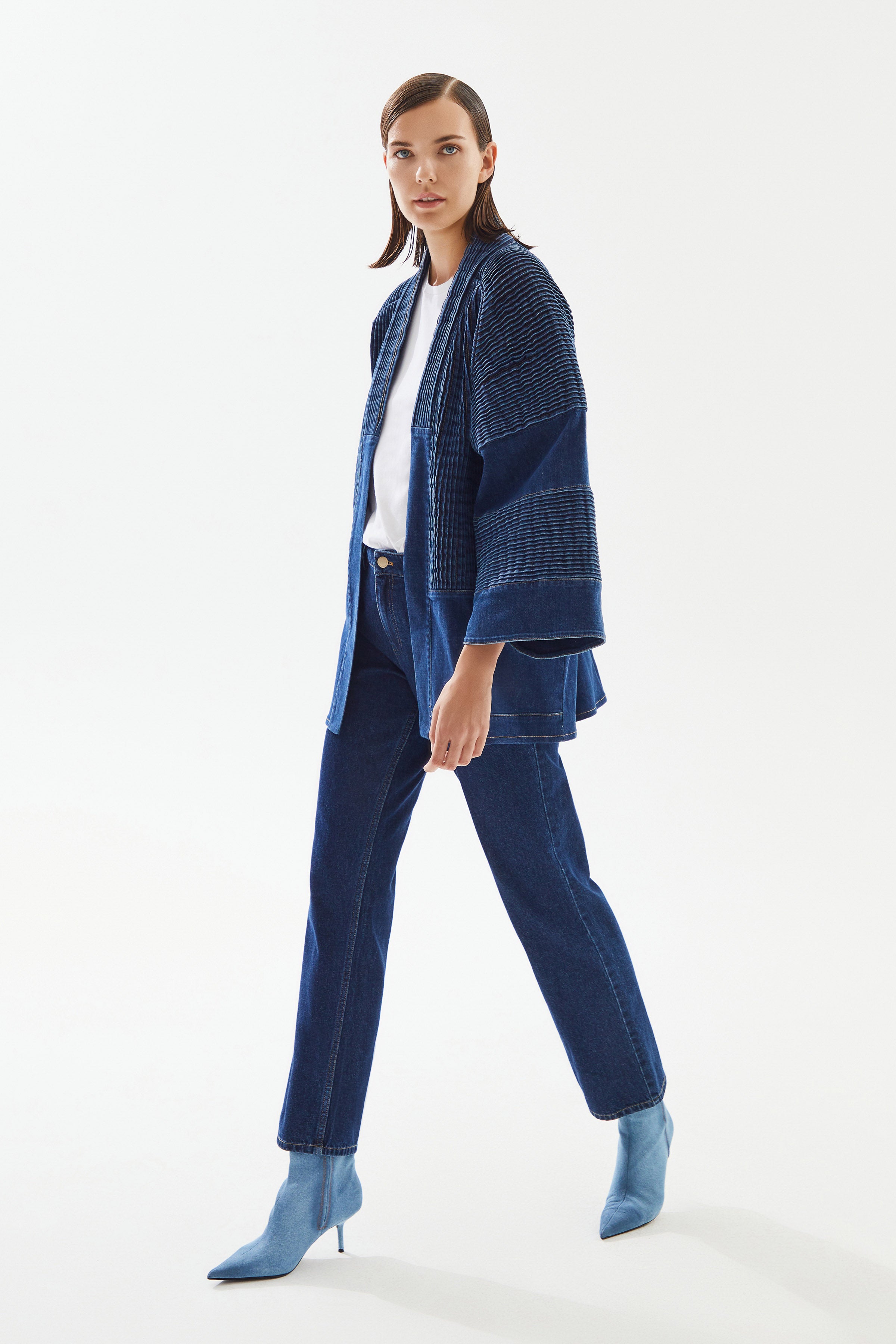 Women's Ribbed Denim Kimono