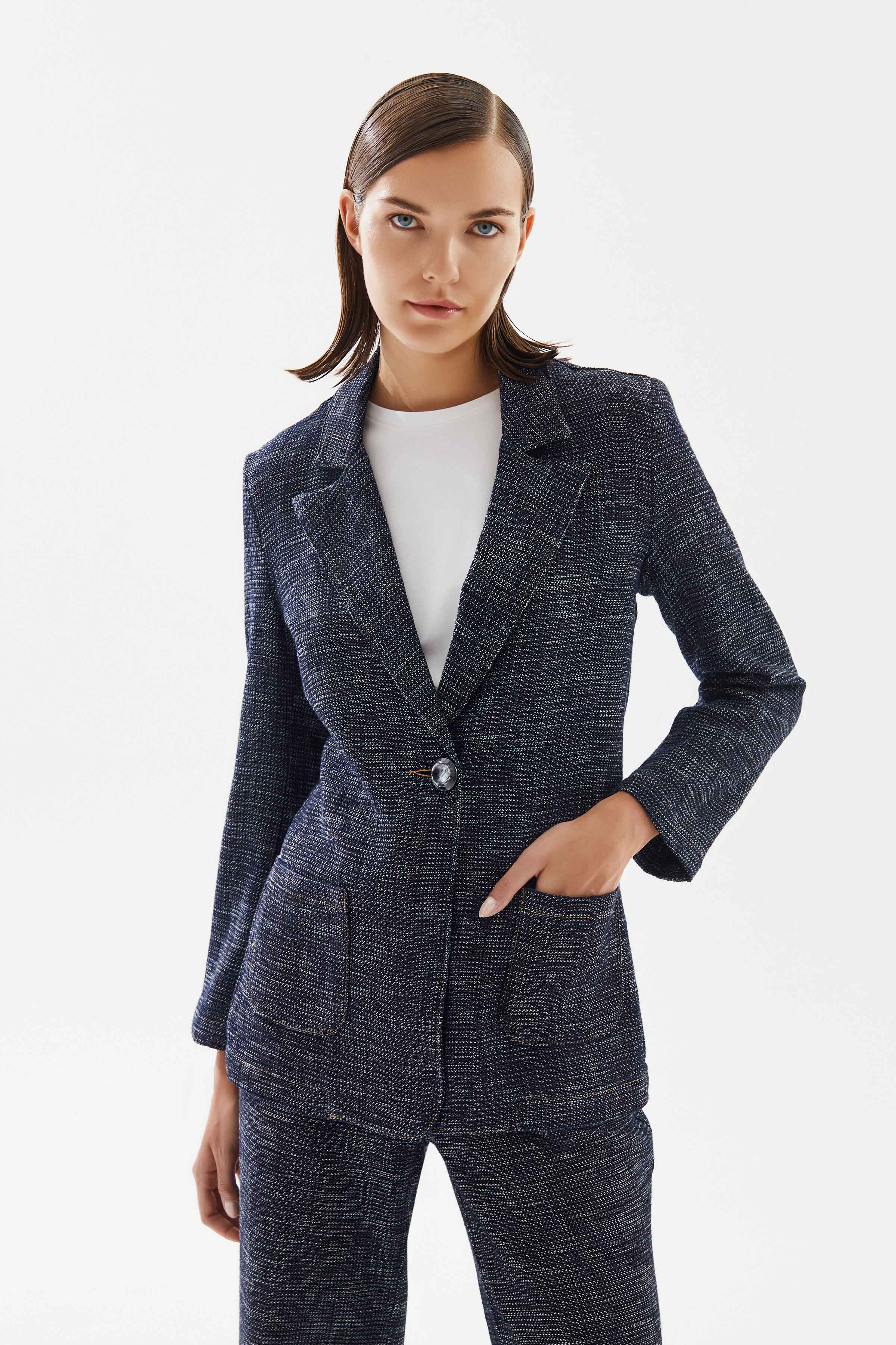 Women's Knitwear Look Blazer Denim Jacket