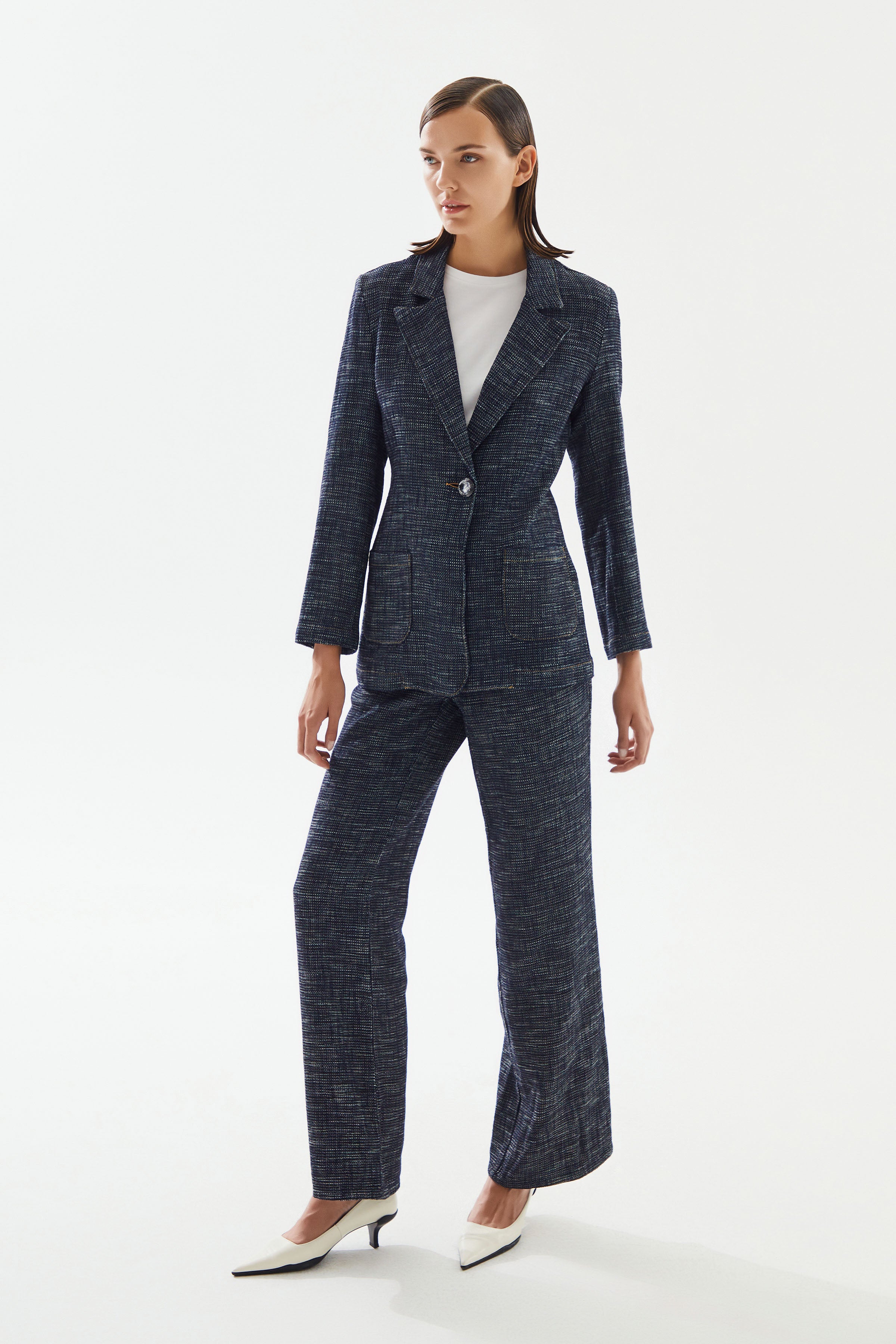 Women's Knitwear Look Blazer Denim Jacket