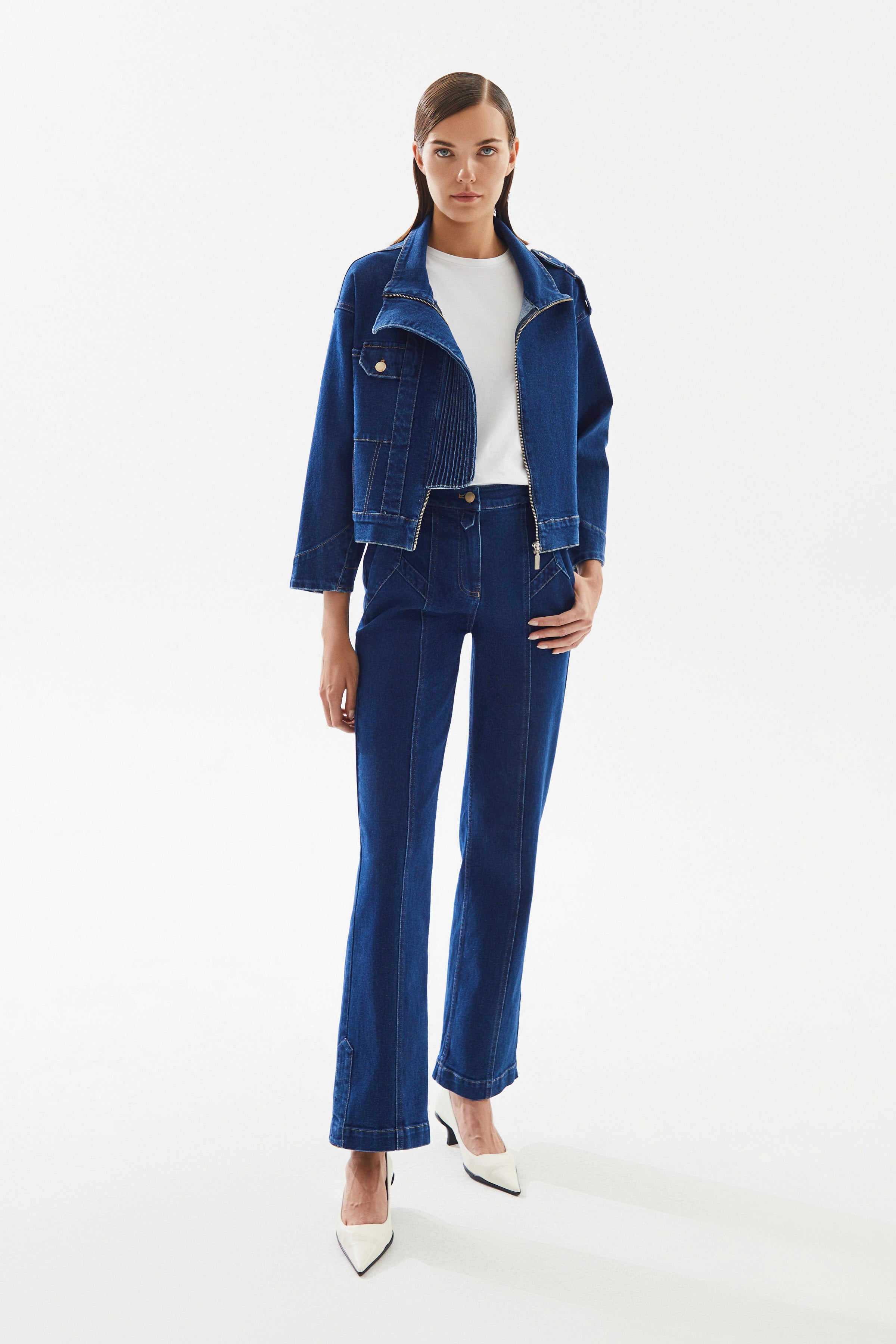 Women's High Waist Straight Denim Trousers